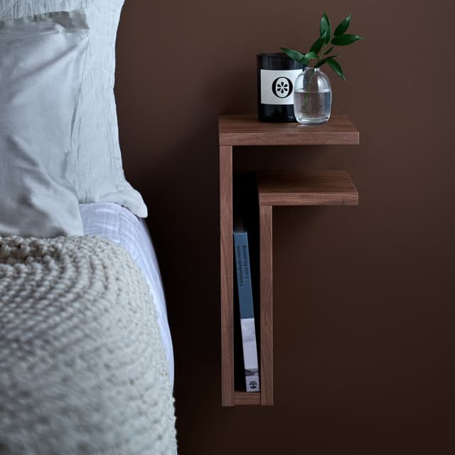 F-Shelf Right Bedside Table Walnut