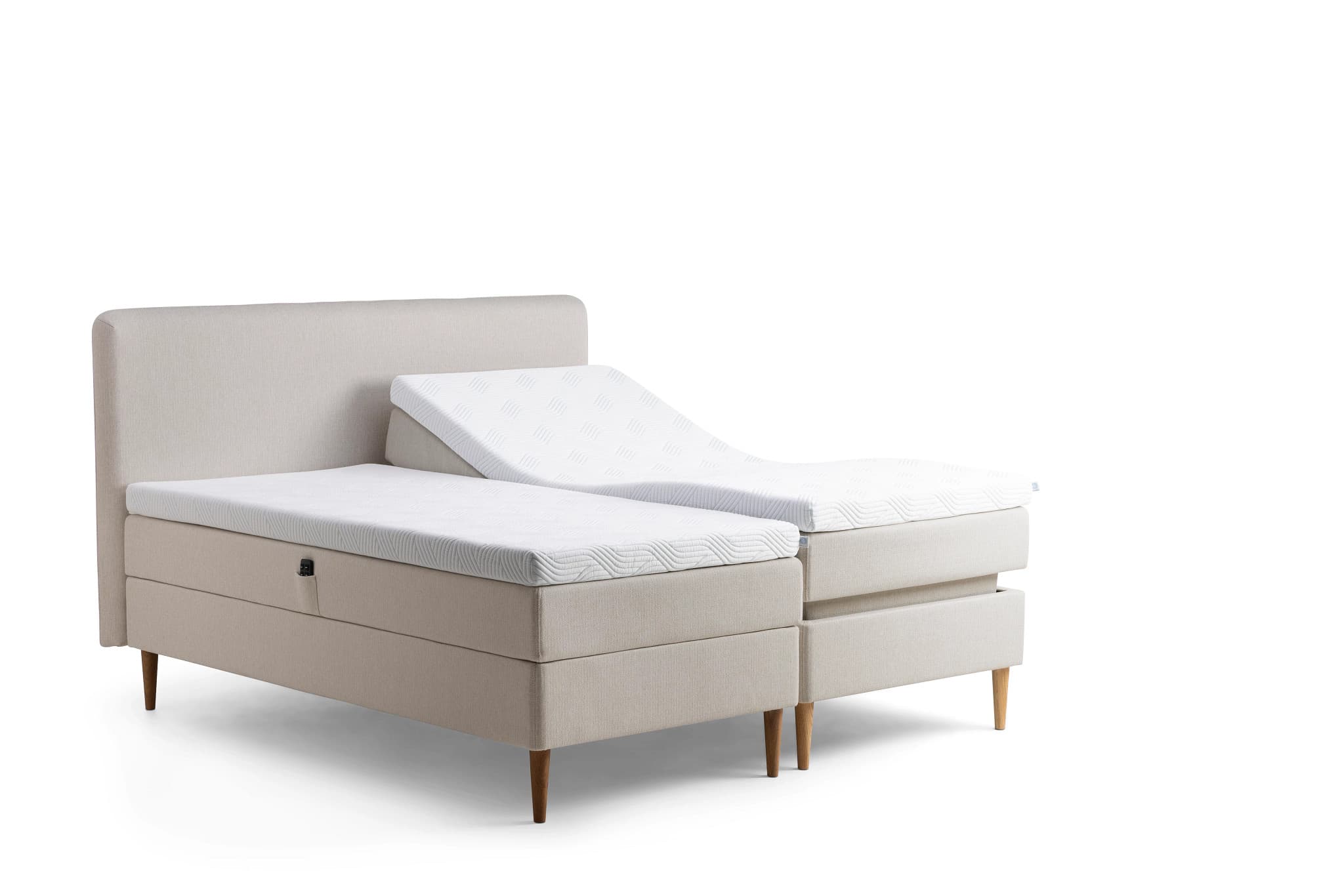 Promise Ställbar Säng Ivory 90x200 Pro Plus SmartCool 8cm Mjuk Rundat Ekben 19cm