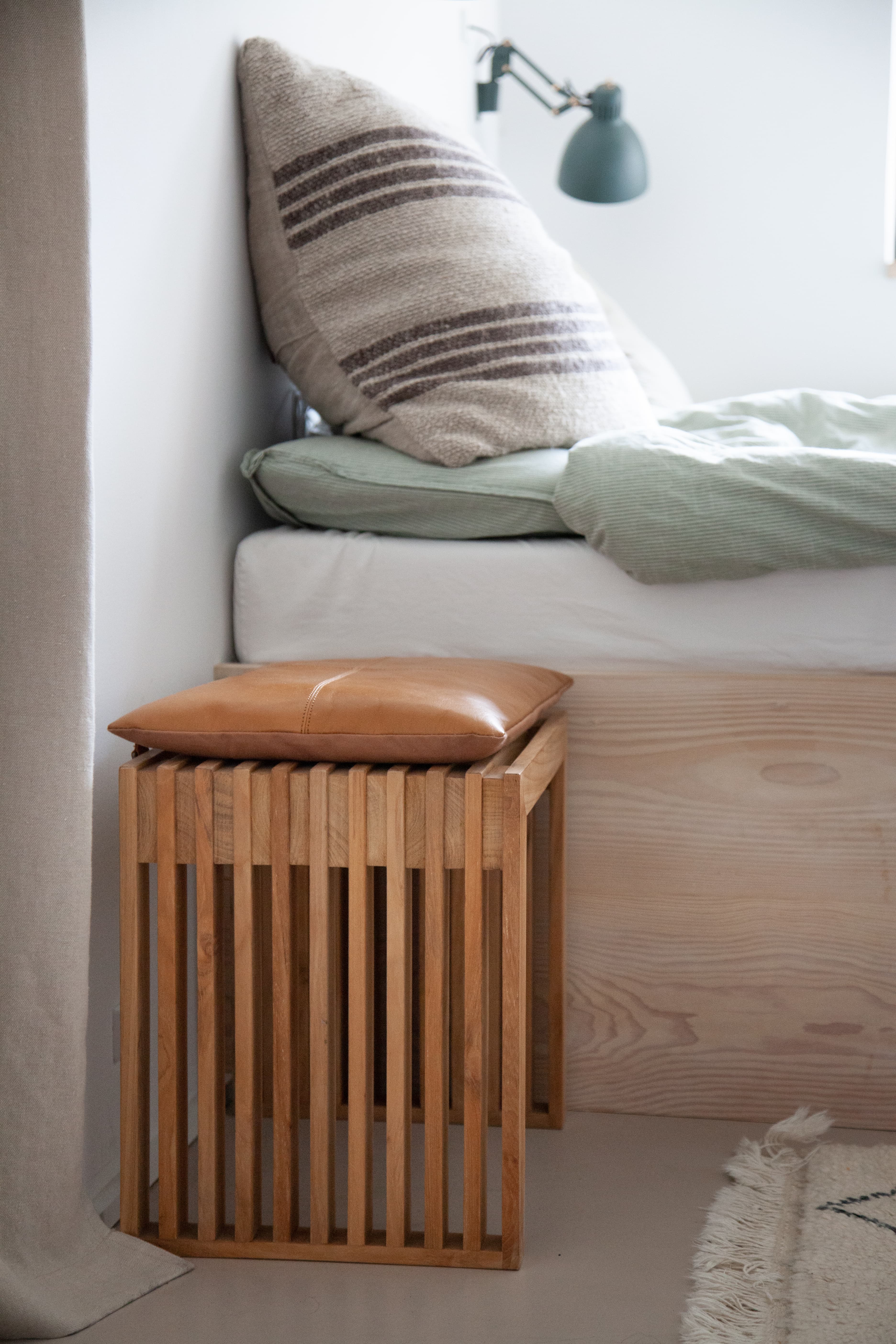 Chair Cushion Leather Light Brown 45x35cm