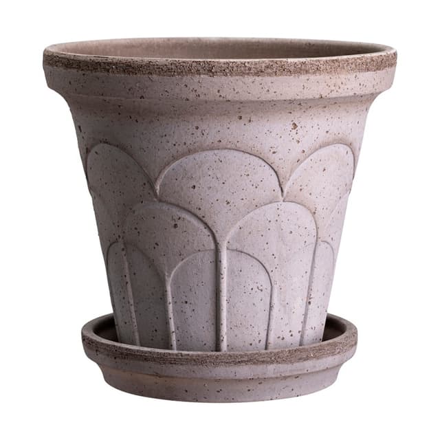 Fleur Plant Pot with Saucer Raw Grey Ø18