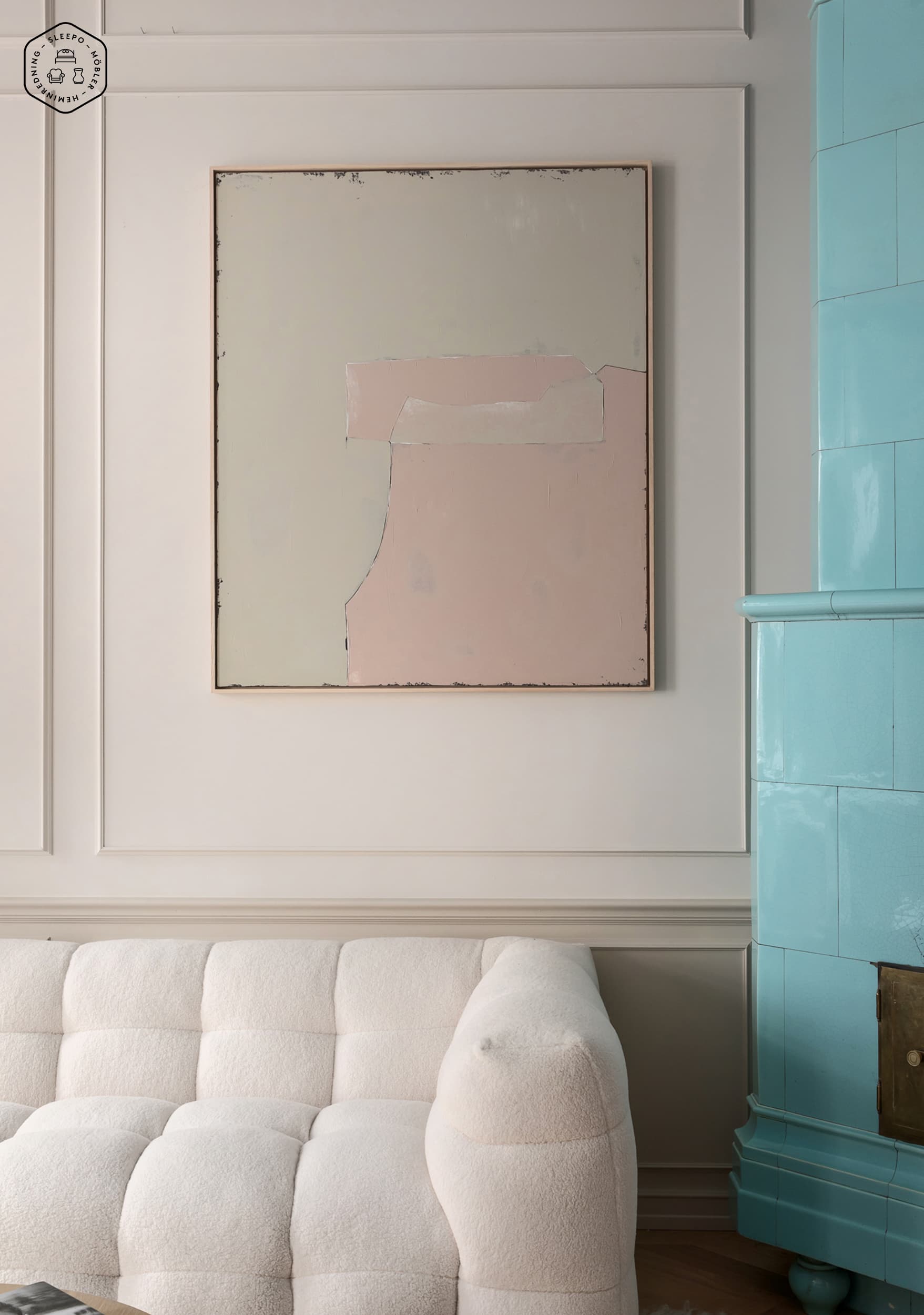 Abstract Painting Olive/Nude 100x120 cm