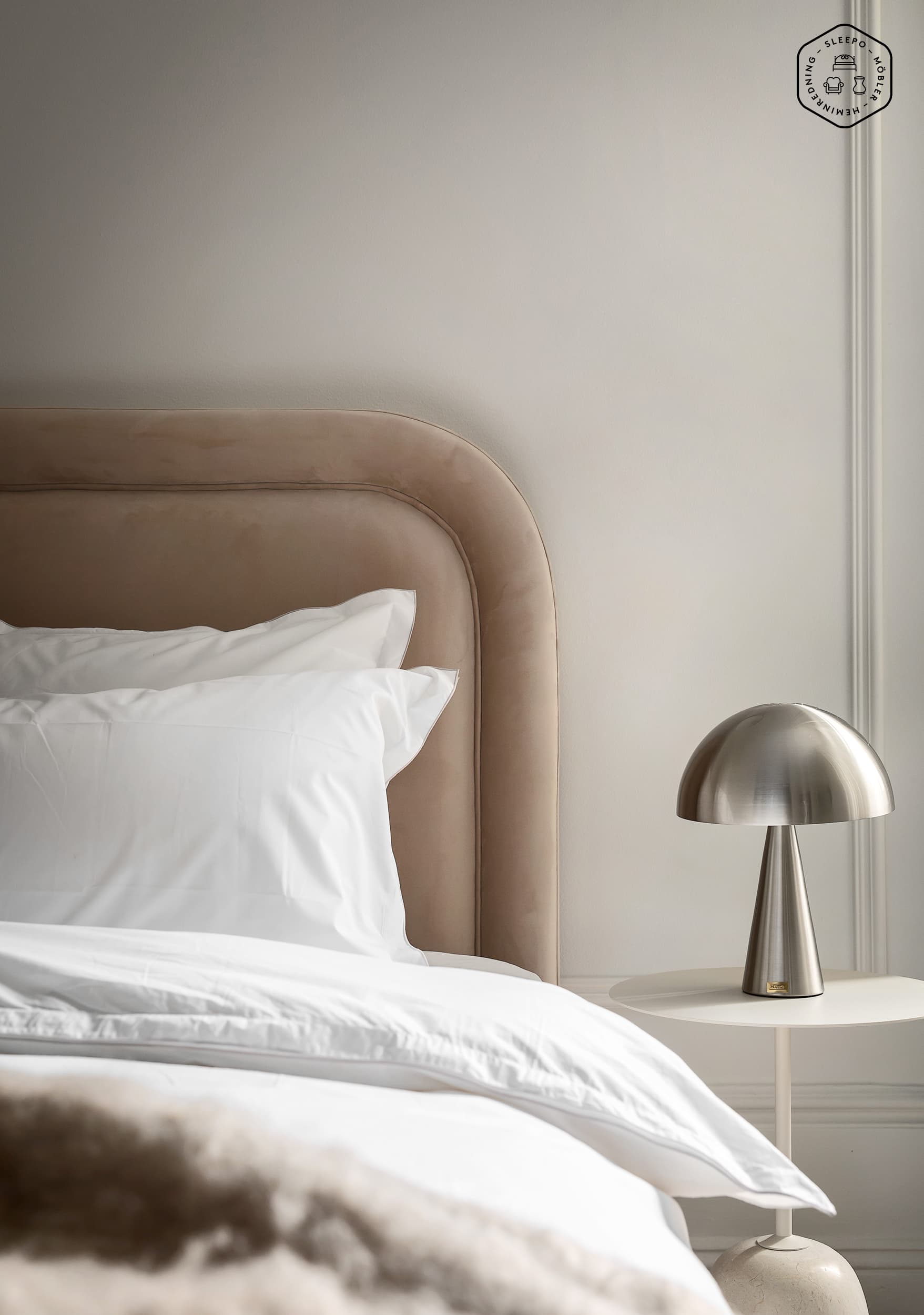 Celine Kopfteil Samt Beige 180cm
