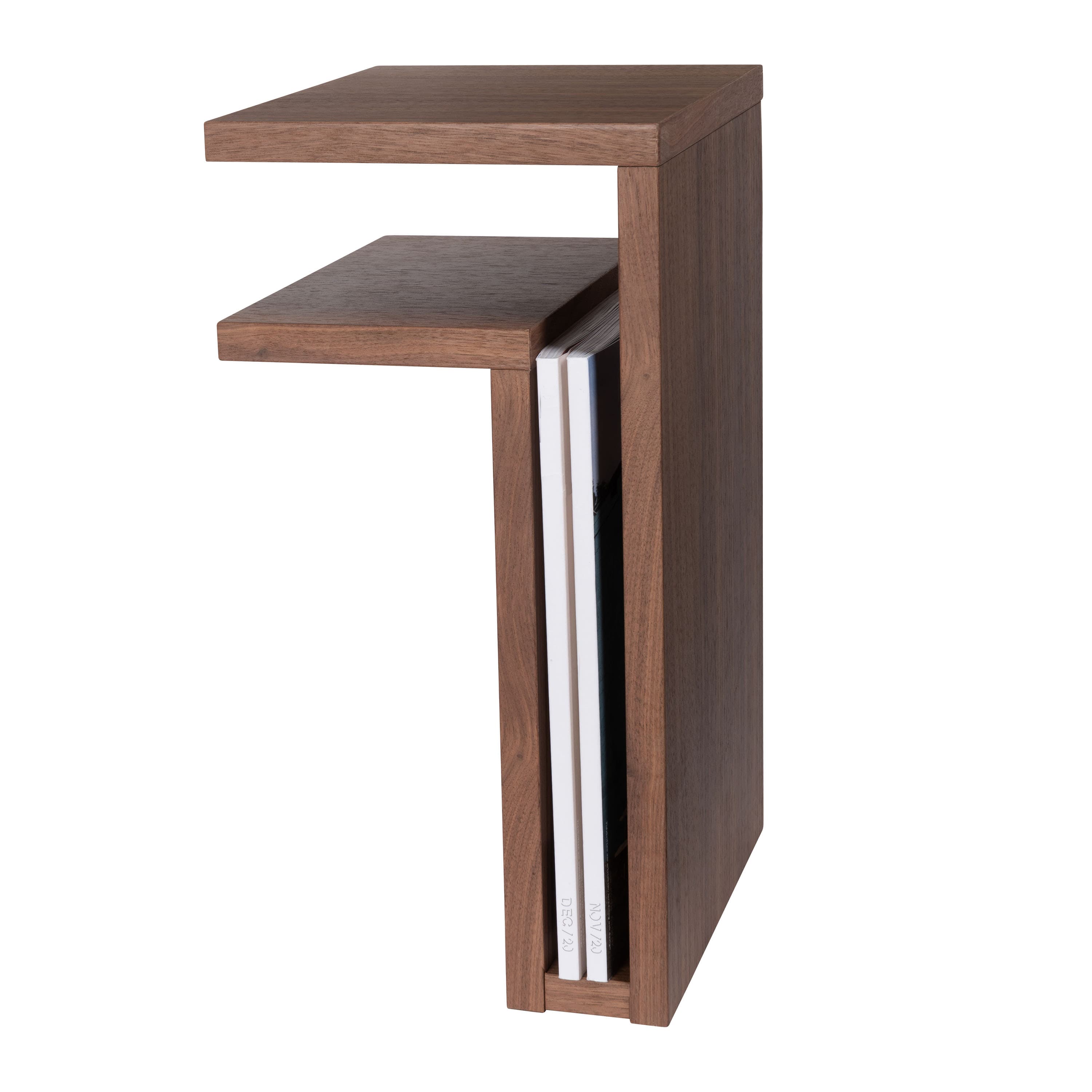 F-Shelf Left Bedside Table Walnut