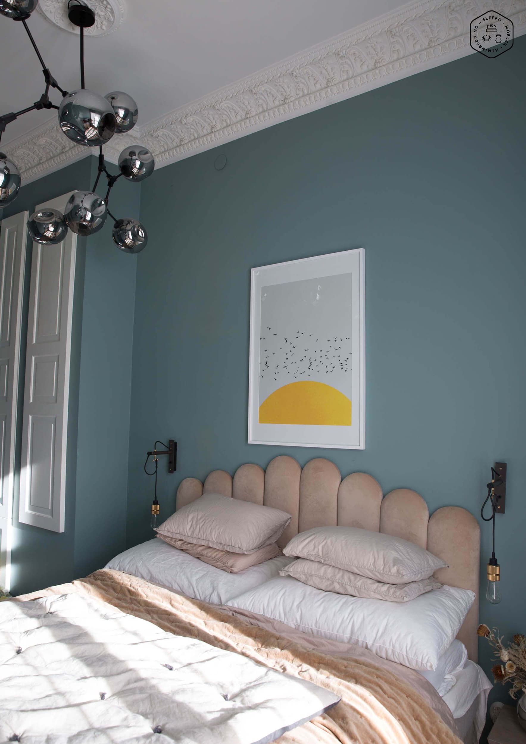 Art Kopfteil Samt Beige 180cm