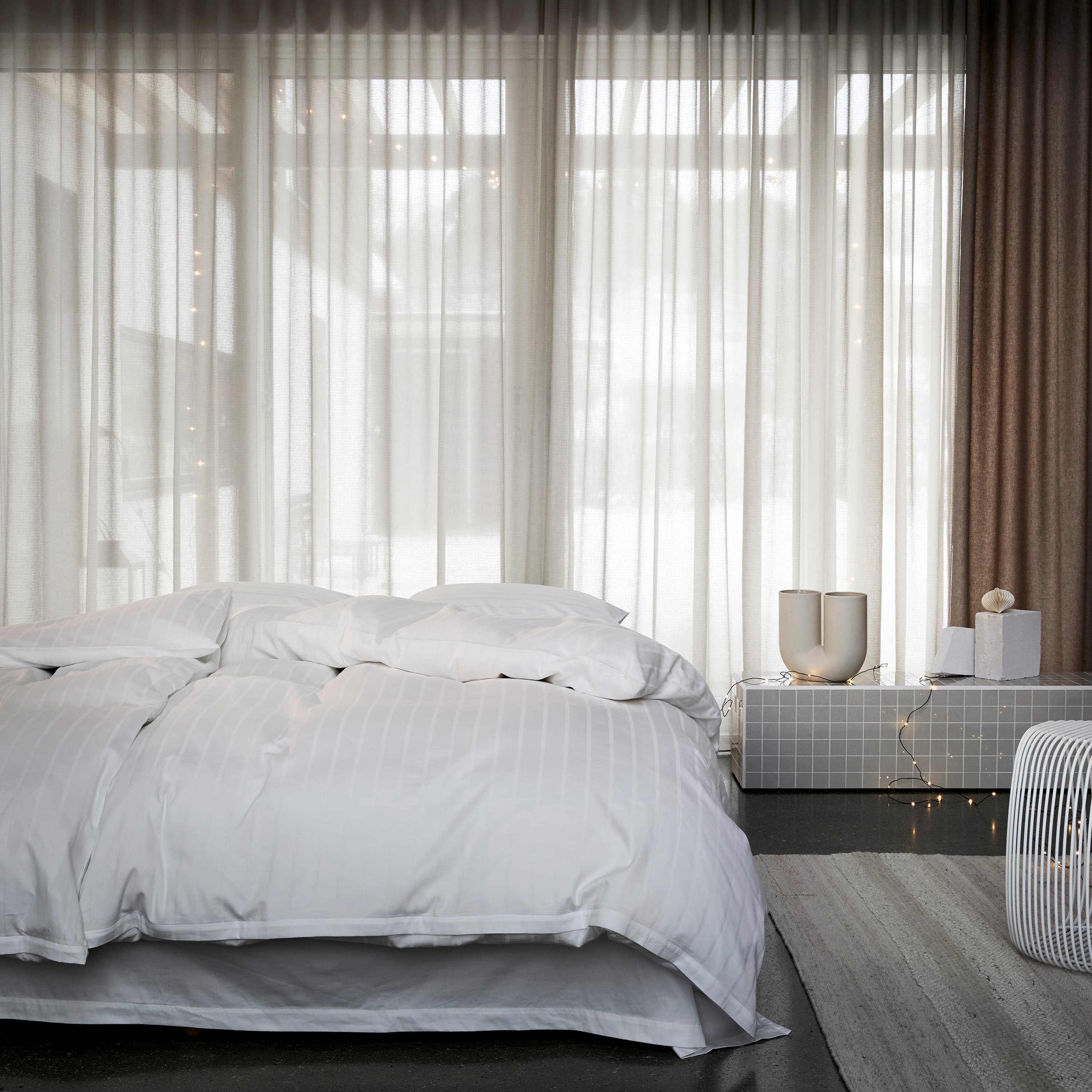 Milano Double Duvet Cover Set Satin White 220x220 cm/50x60 cm