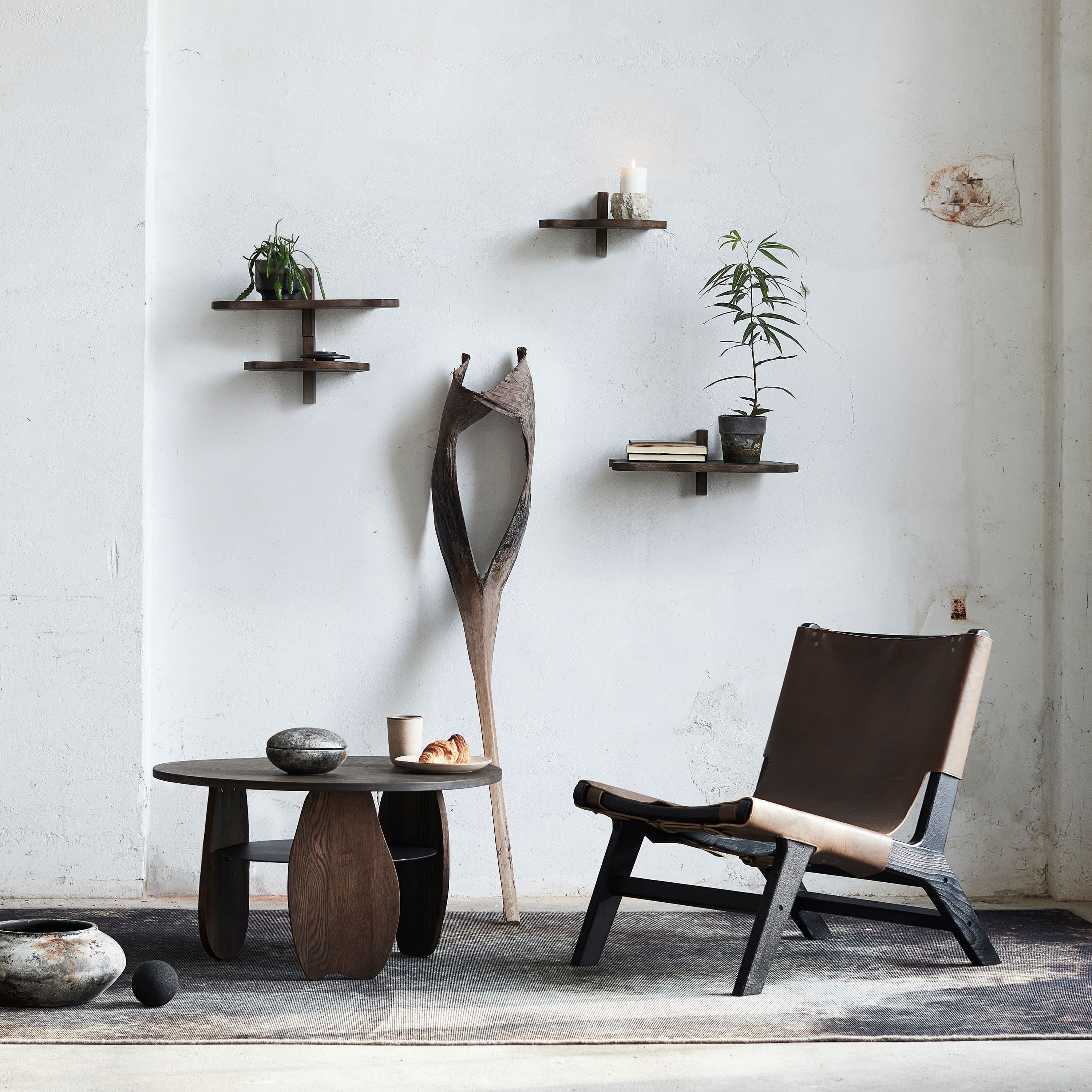 Ishi Soffbord Dark Oiled Oak/Metal Ø80