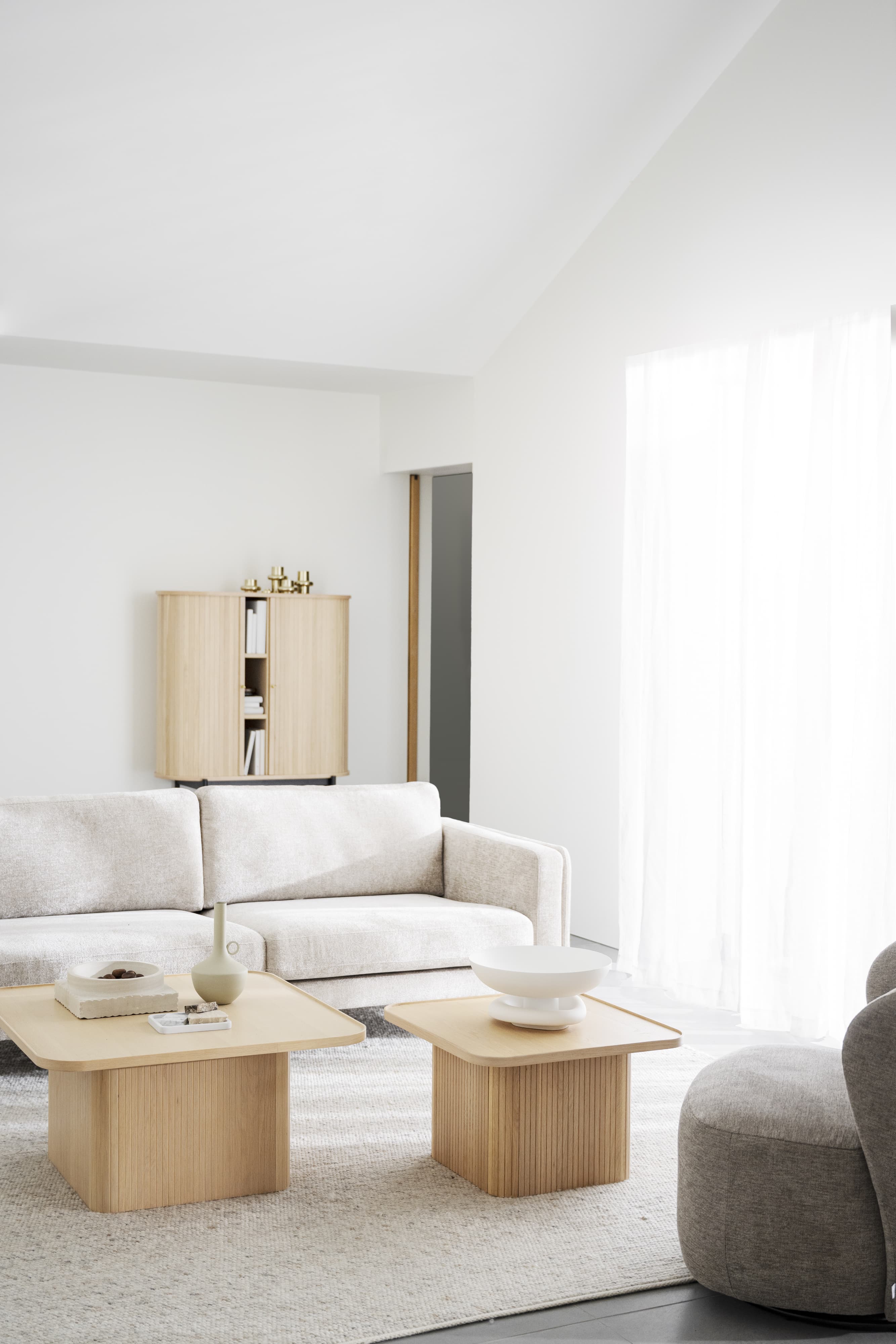 Braden 3-Sitzer Sofa Hellbeige/Braune Eiche