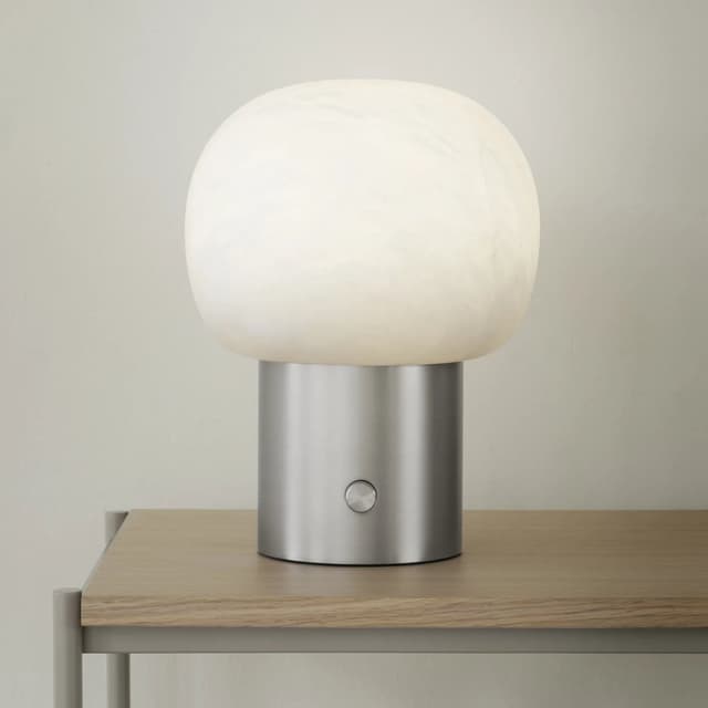Iris Tischlampe Edelstahl matt/Weiß 32cm