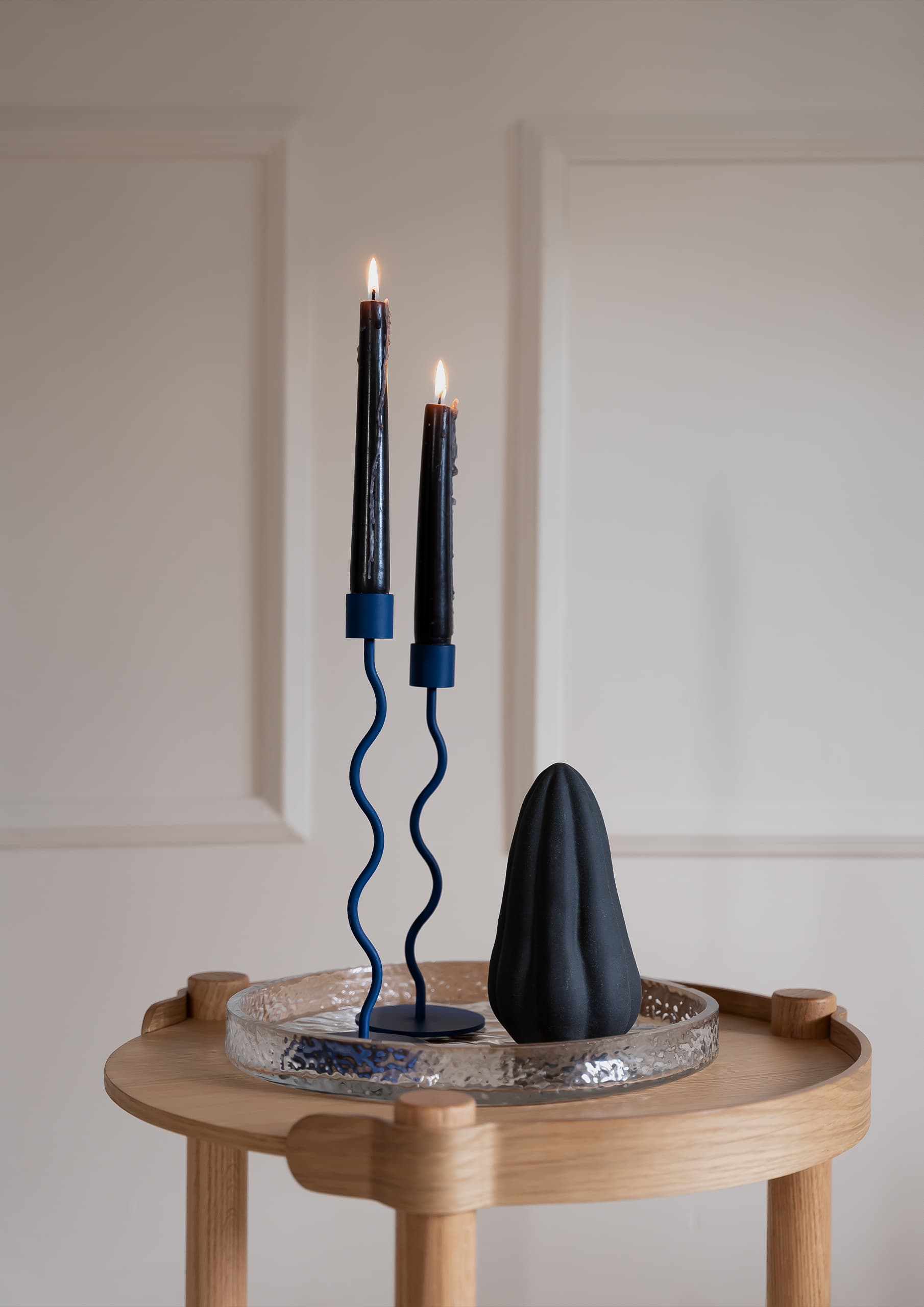 Curved Kerzenständer Schwarz 26cm