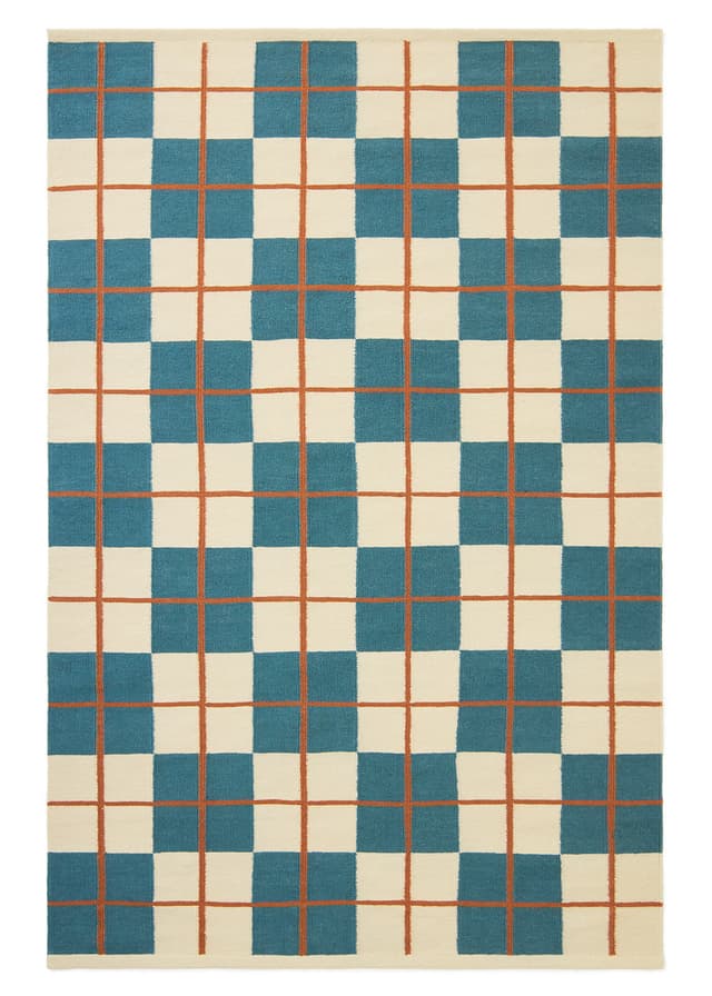 Haveli Wollteppich Heaven Blau/Hellkhaki/Rost 180x270 cm