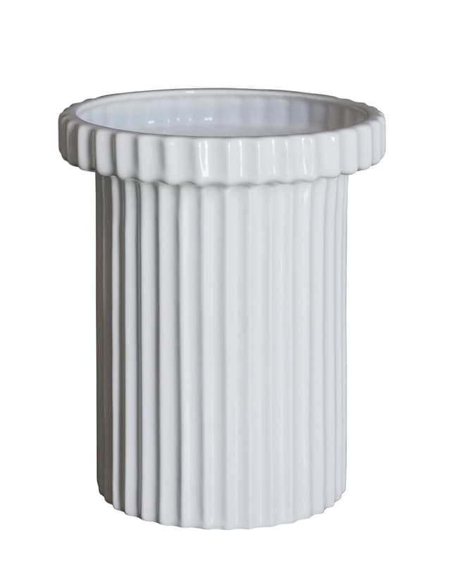 Stripe Blumentopf Glänzend Weiß Klein
