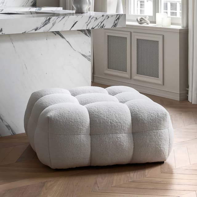 Billie Pouffe Creme Teddy Large