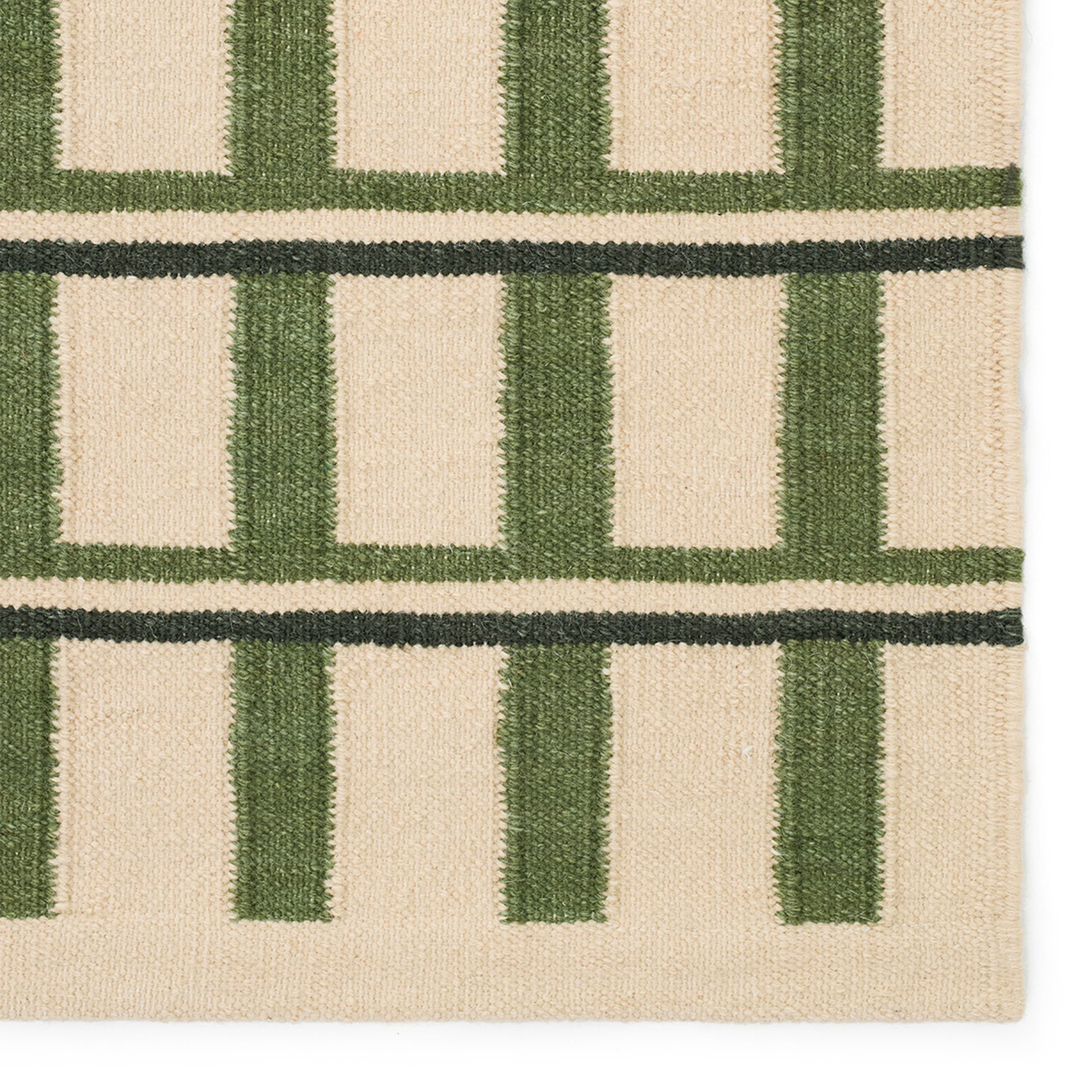 Mysore Wollteppich Off White/Green/Dark Green 180x270