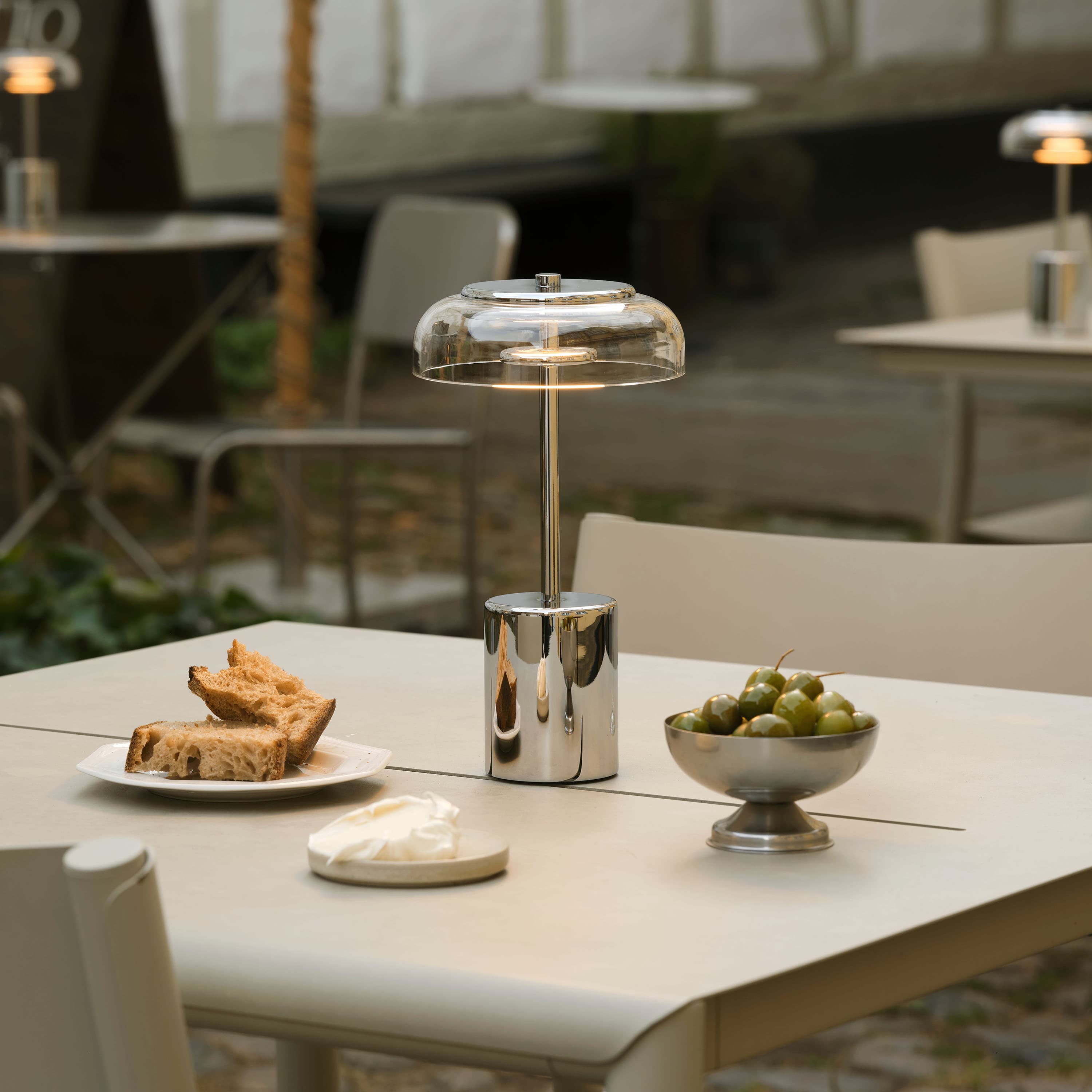 Blossi Table Lamp Chrome/Clear Small