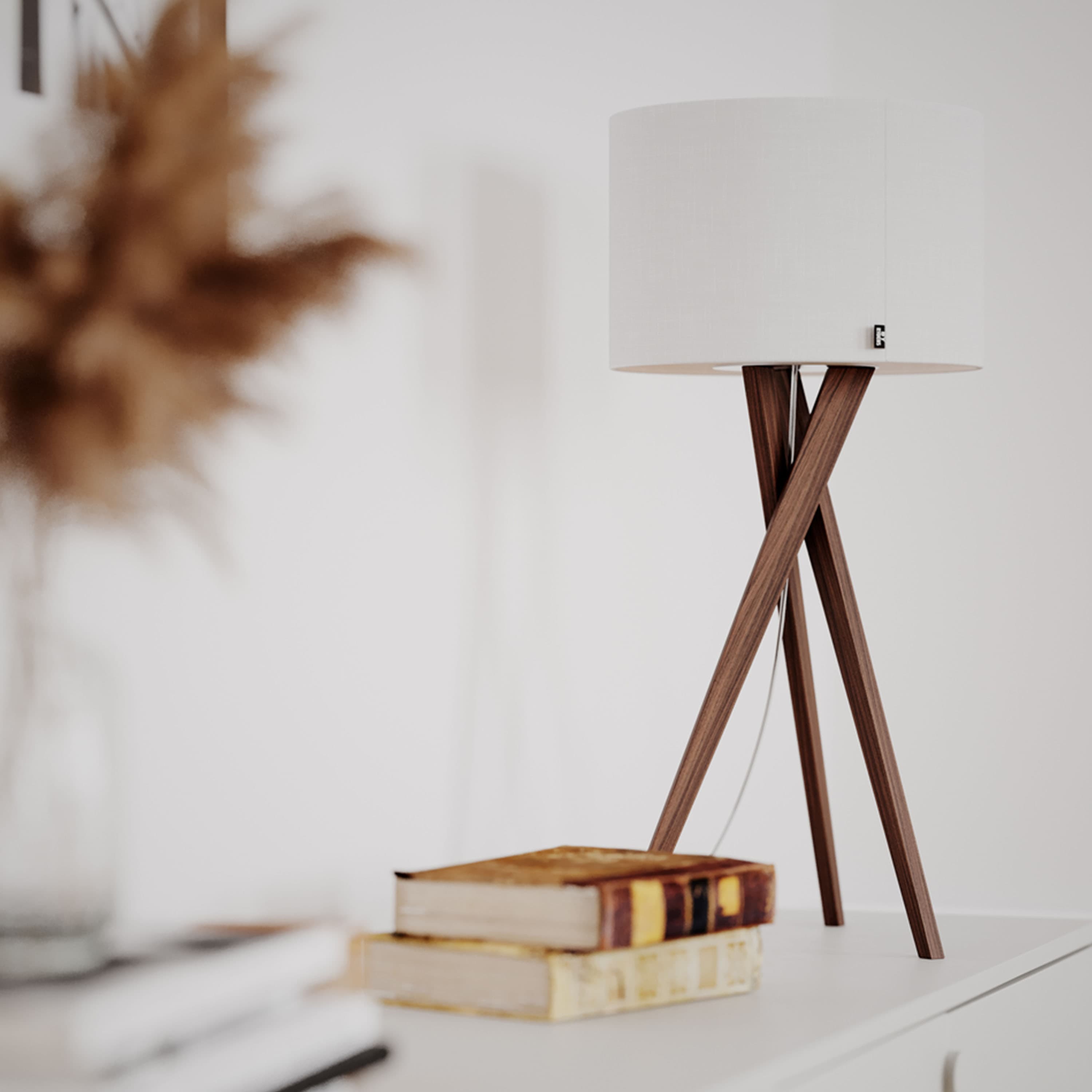 Vega Bordslampa Valnöt/Vit 55cm