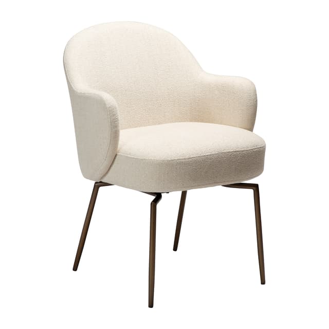 Bae Swivel Karmstuhl Simply Beige Bouclé/Antikmessing