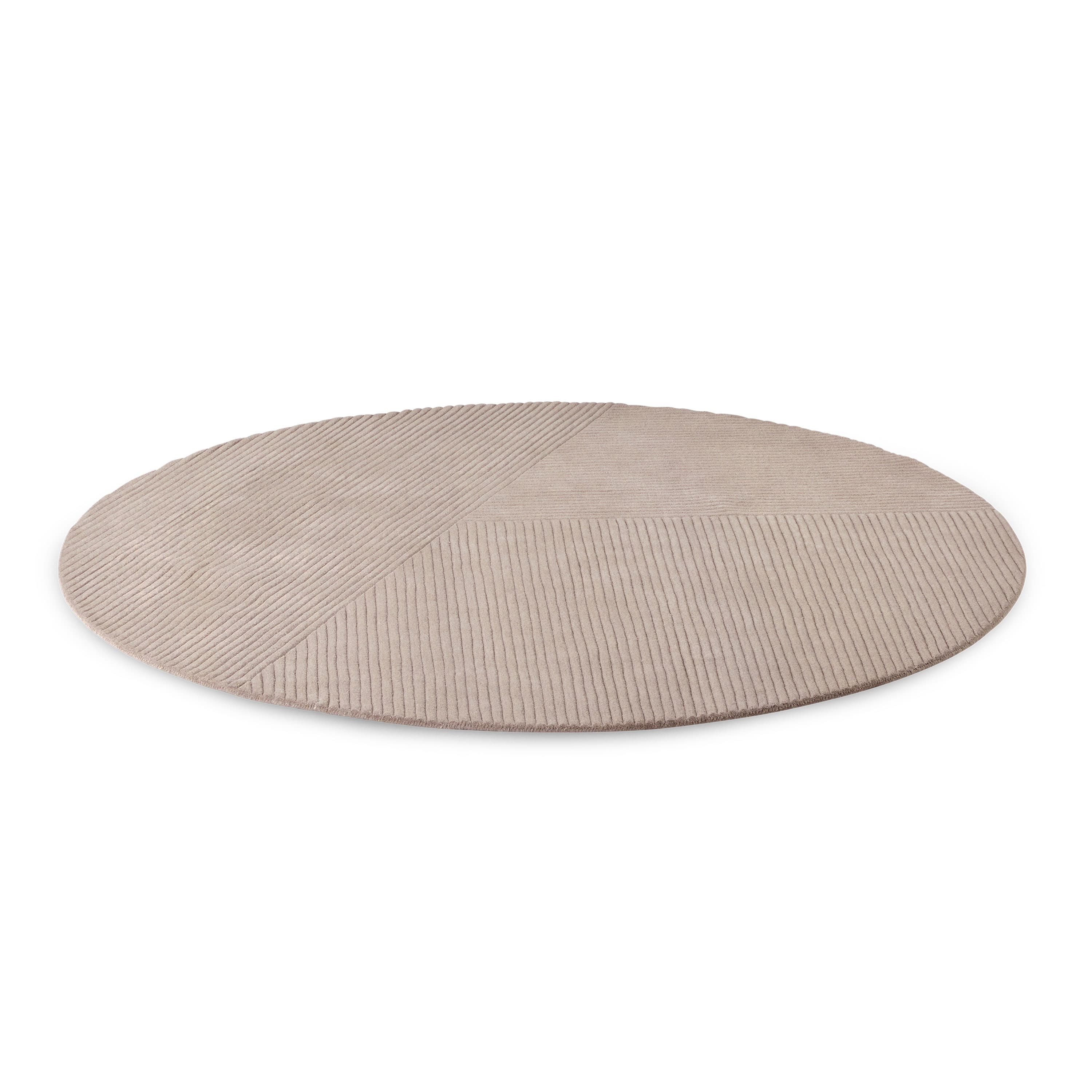 Row Round Wool Rug Light Grey Ø270