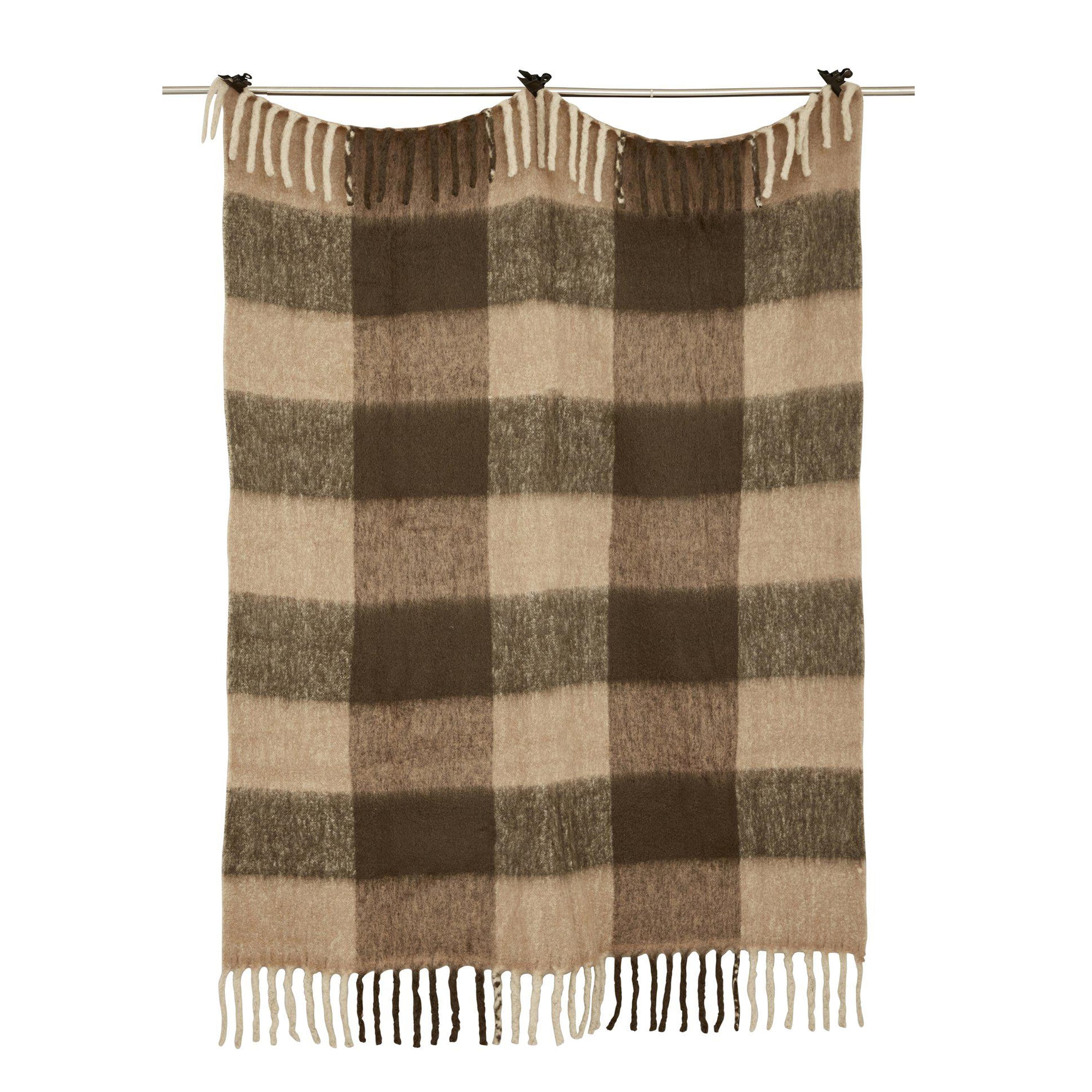 Brown Check Mohair Pläd 130x170