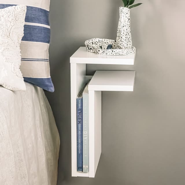 F-Shelf Right Bedside Table White
