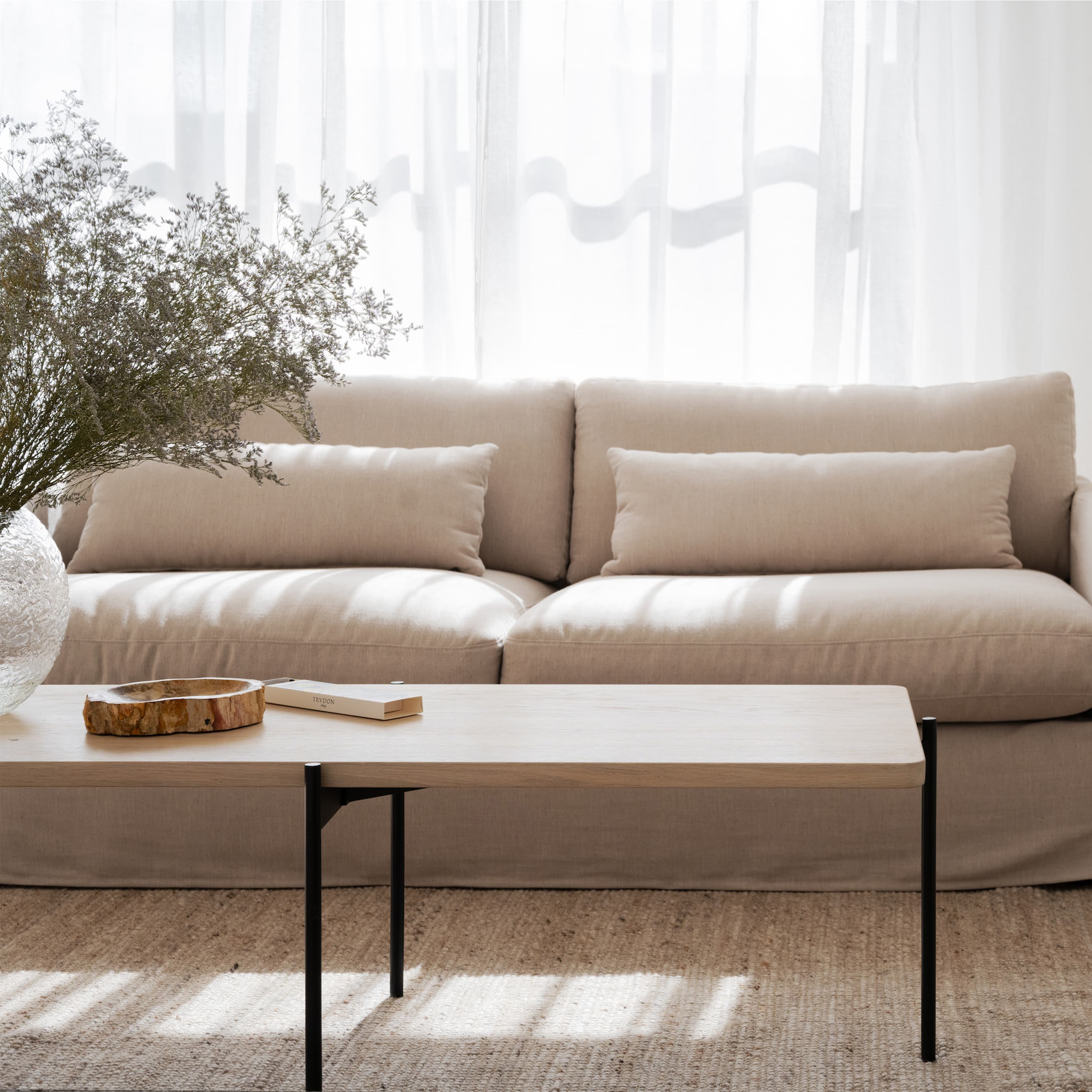 Shelton Coffee Table White Washed/Black 95x50cm