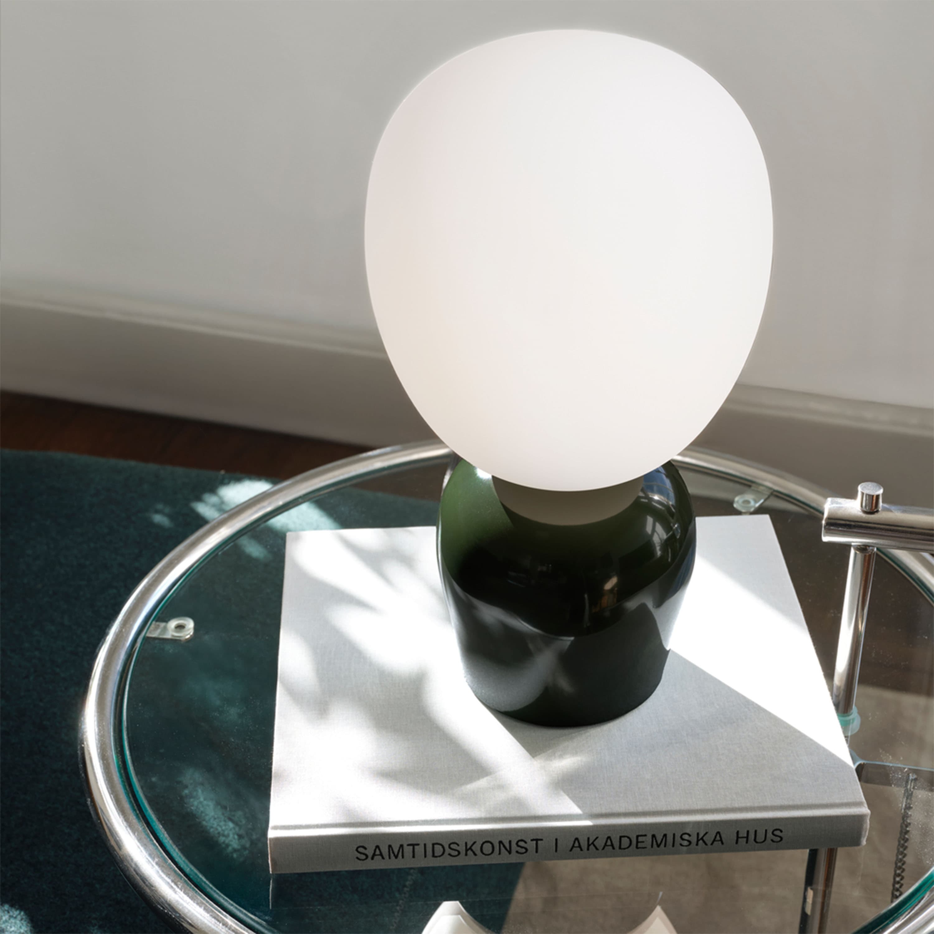 Buddy Tischlampe Glänzend Waldgrün/Opalglas 33cm