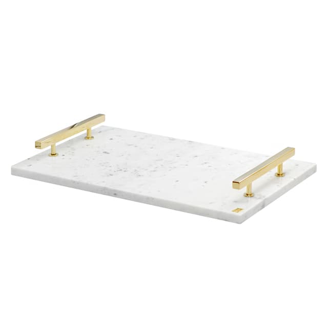 Marmor Tablett Weiß/Gold