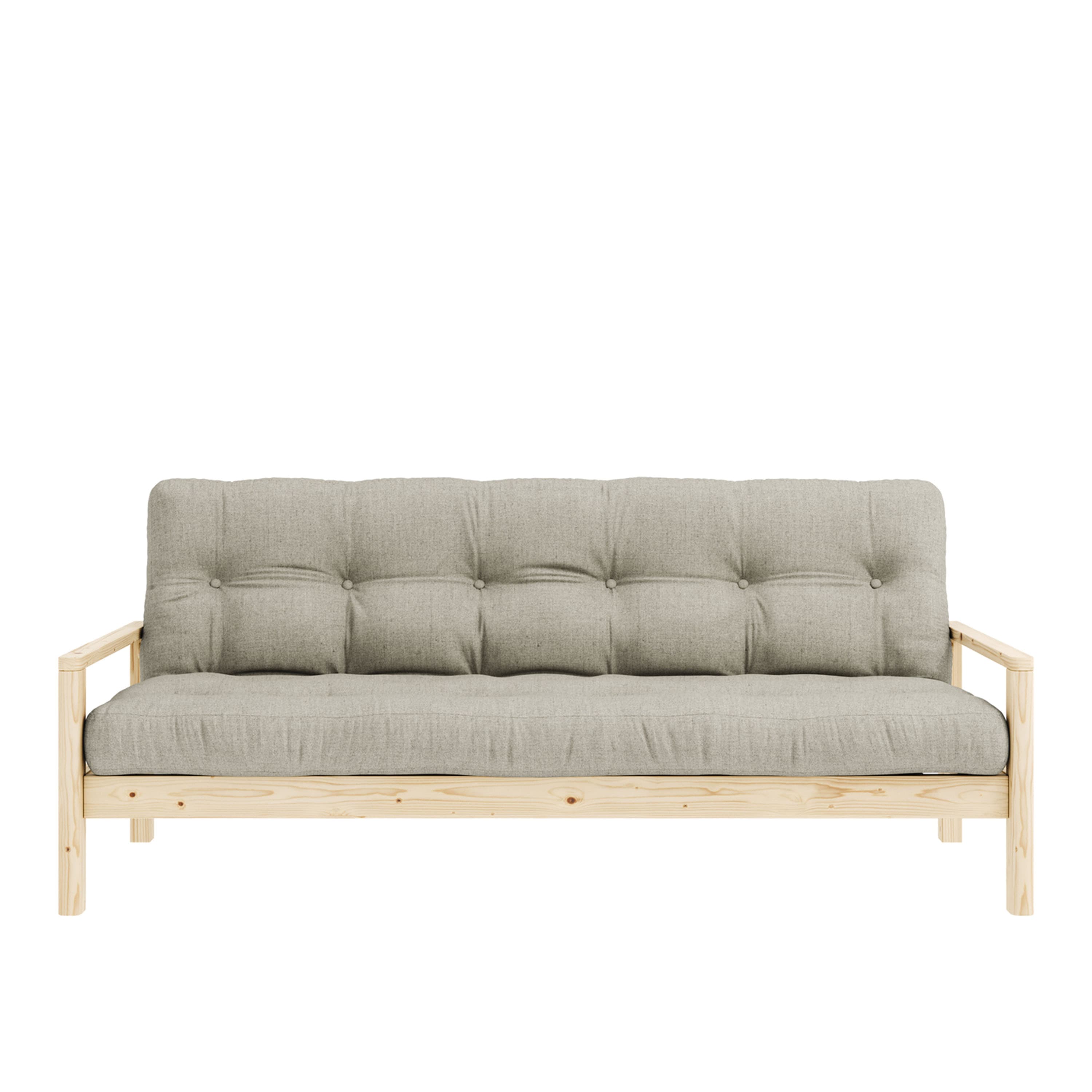 Knob Sofa Bed Natural/Linen 190cm