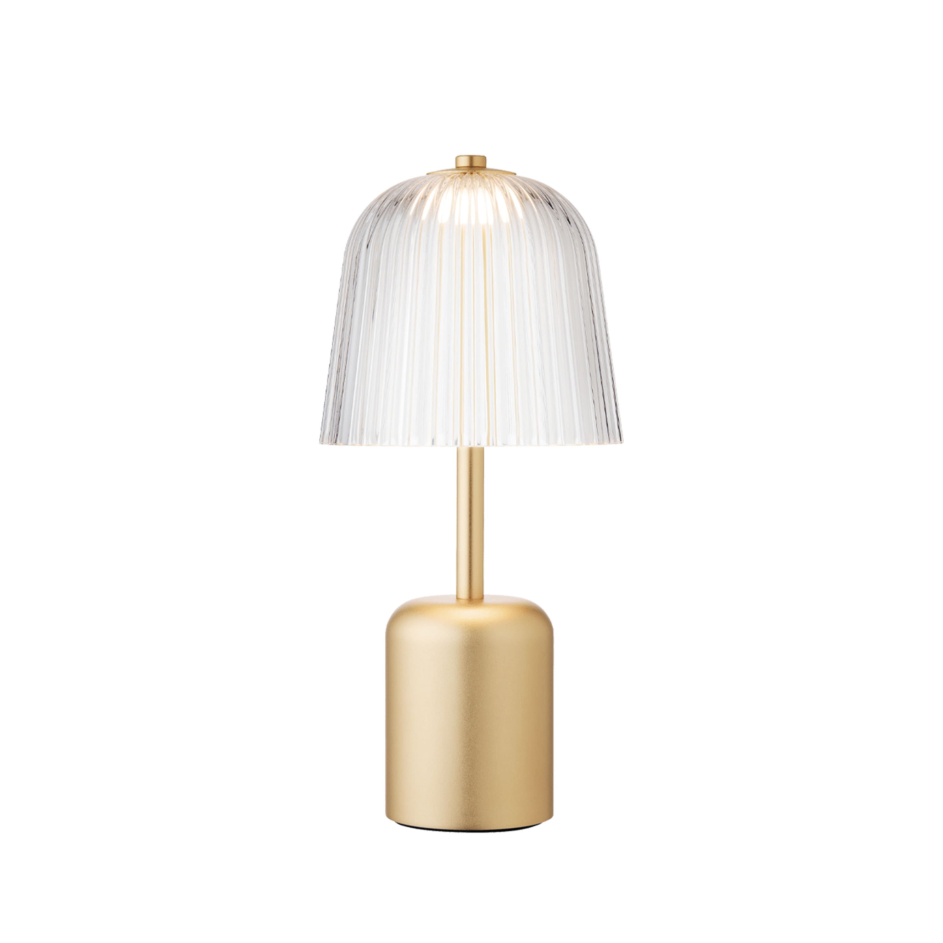 Asteea Portable Table Lamp Satin Brass/Ripple Clear