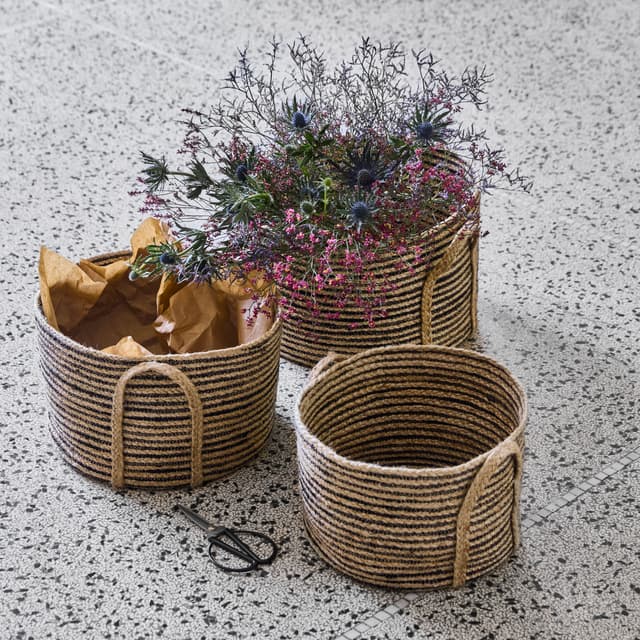 Dungi Basket Low Black/Natural Set of 3