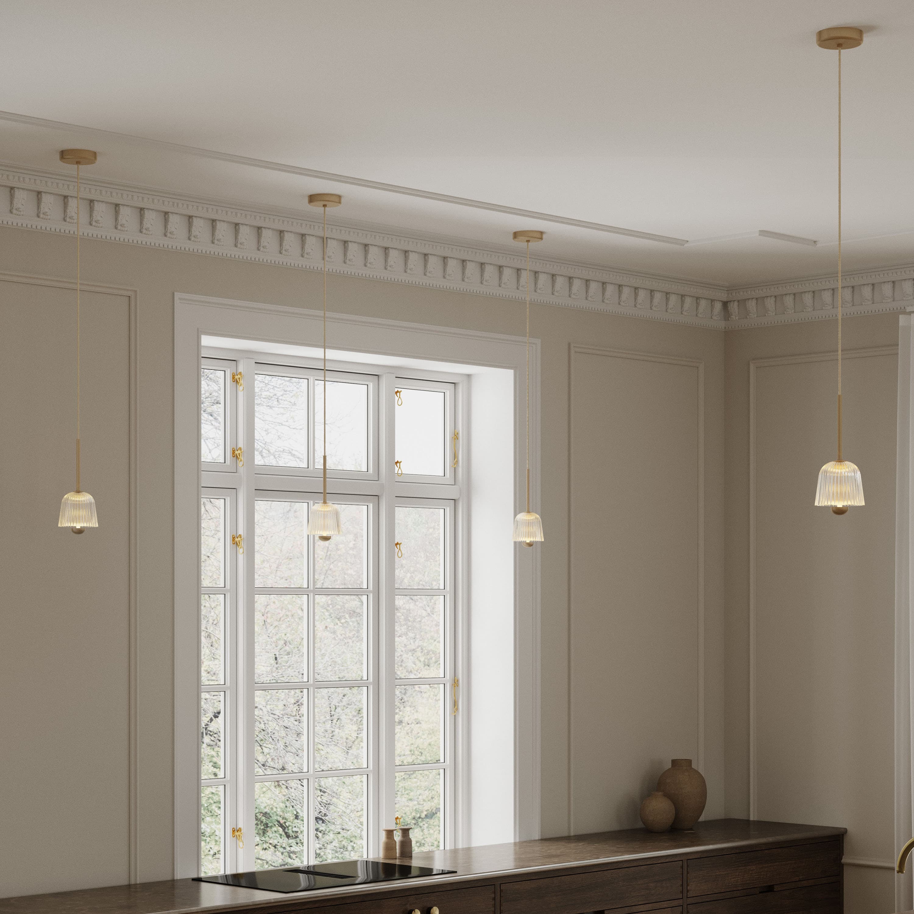 Asteea 1 Ceiling Lamp Satin Brass/Ripple Clear