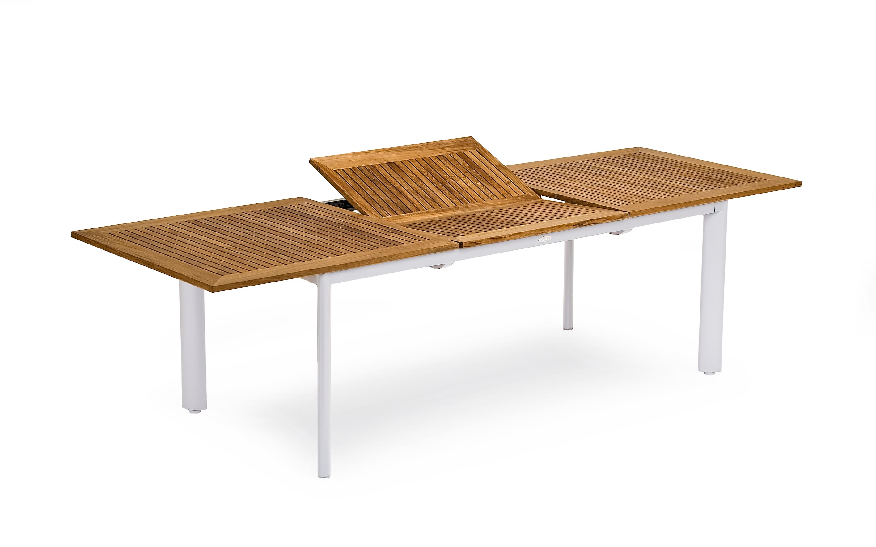 Nydala Esstisch Weiß/Teak 96x200/280