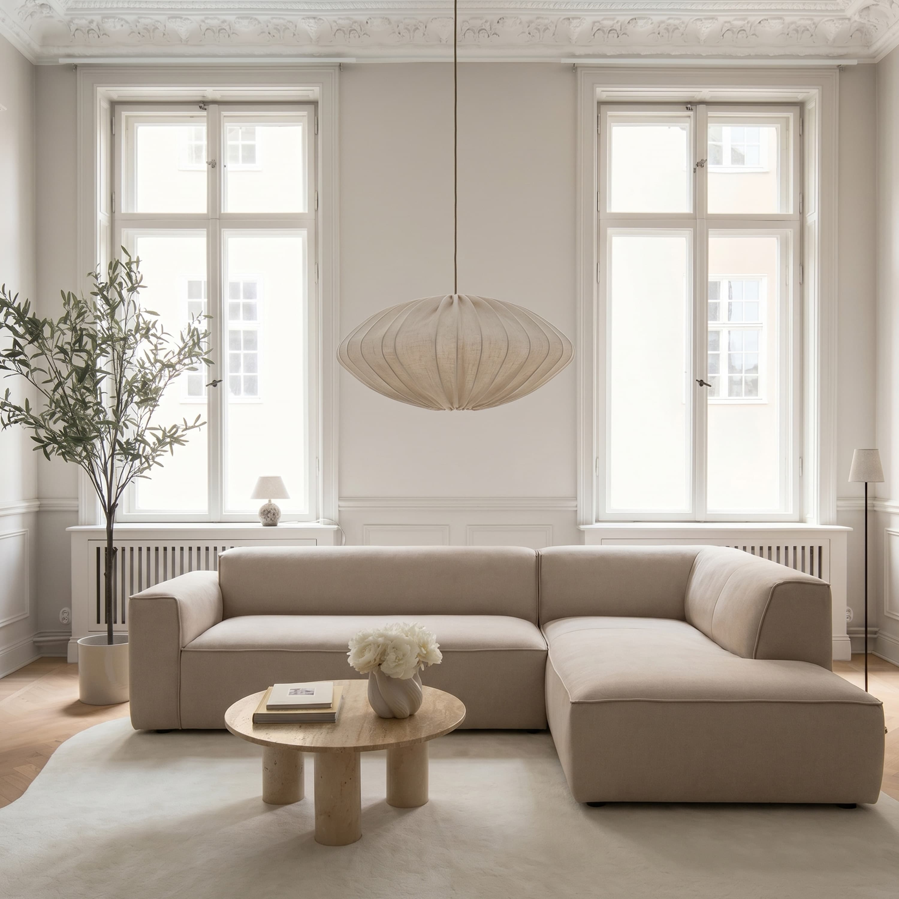 Bobbie Ecksofa Rechts Beige 311x217 cm