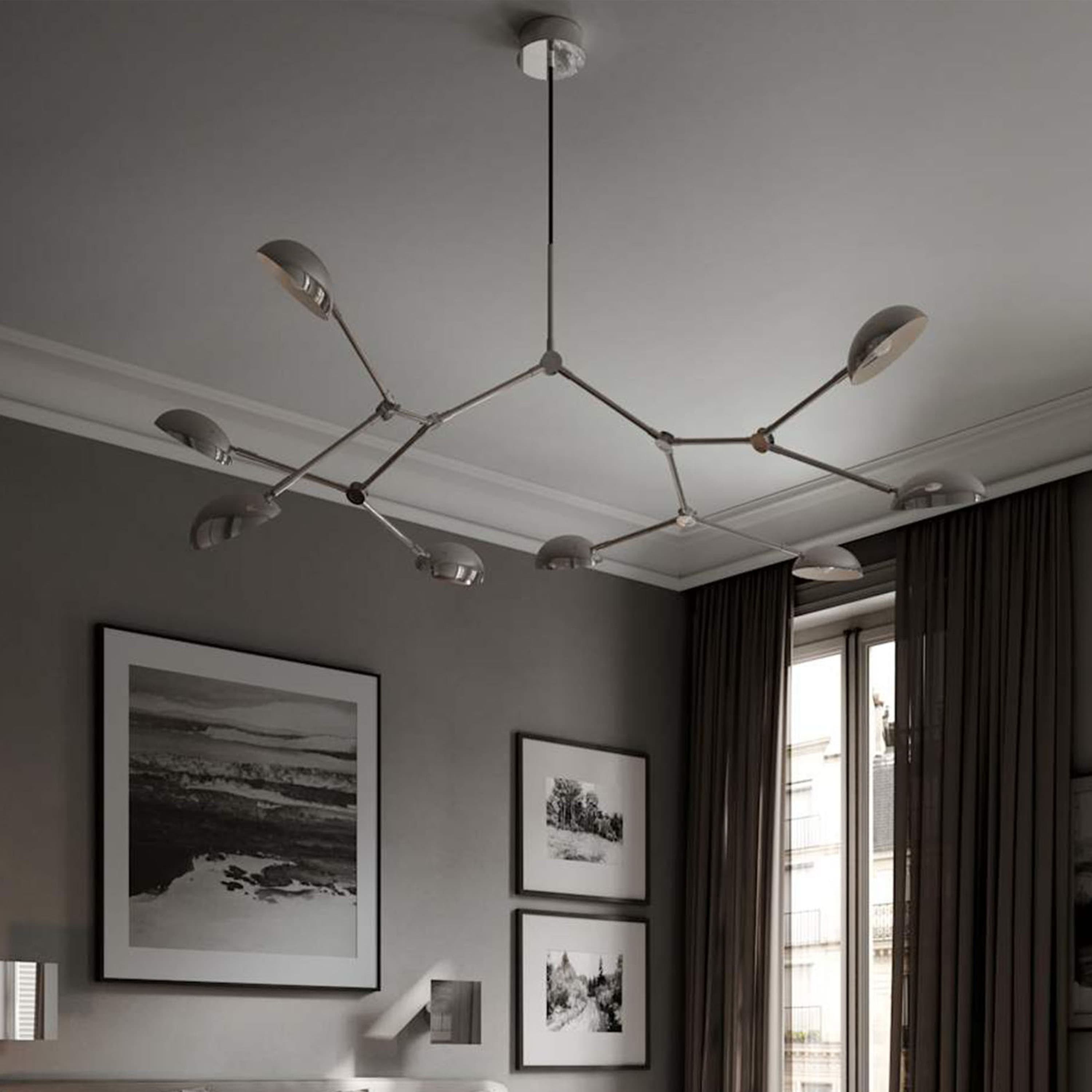 Drop Ceiling Lamp Chrome 154cm