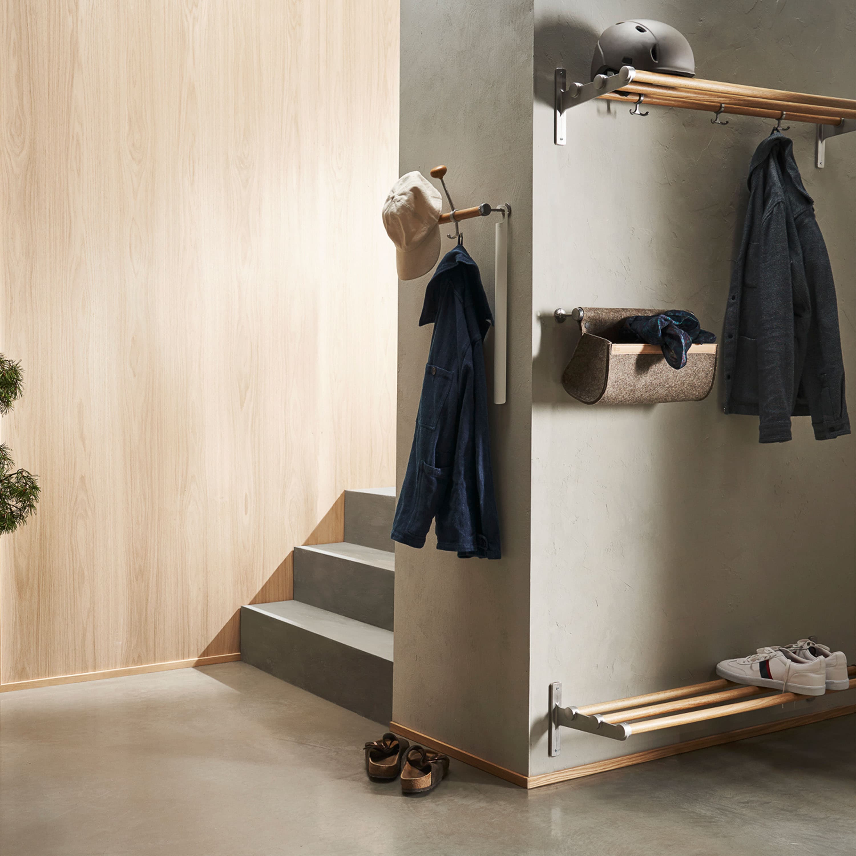 Nostalgi Hat/Shoe Rack Oak/Aluminium 100cm