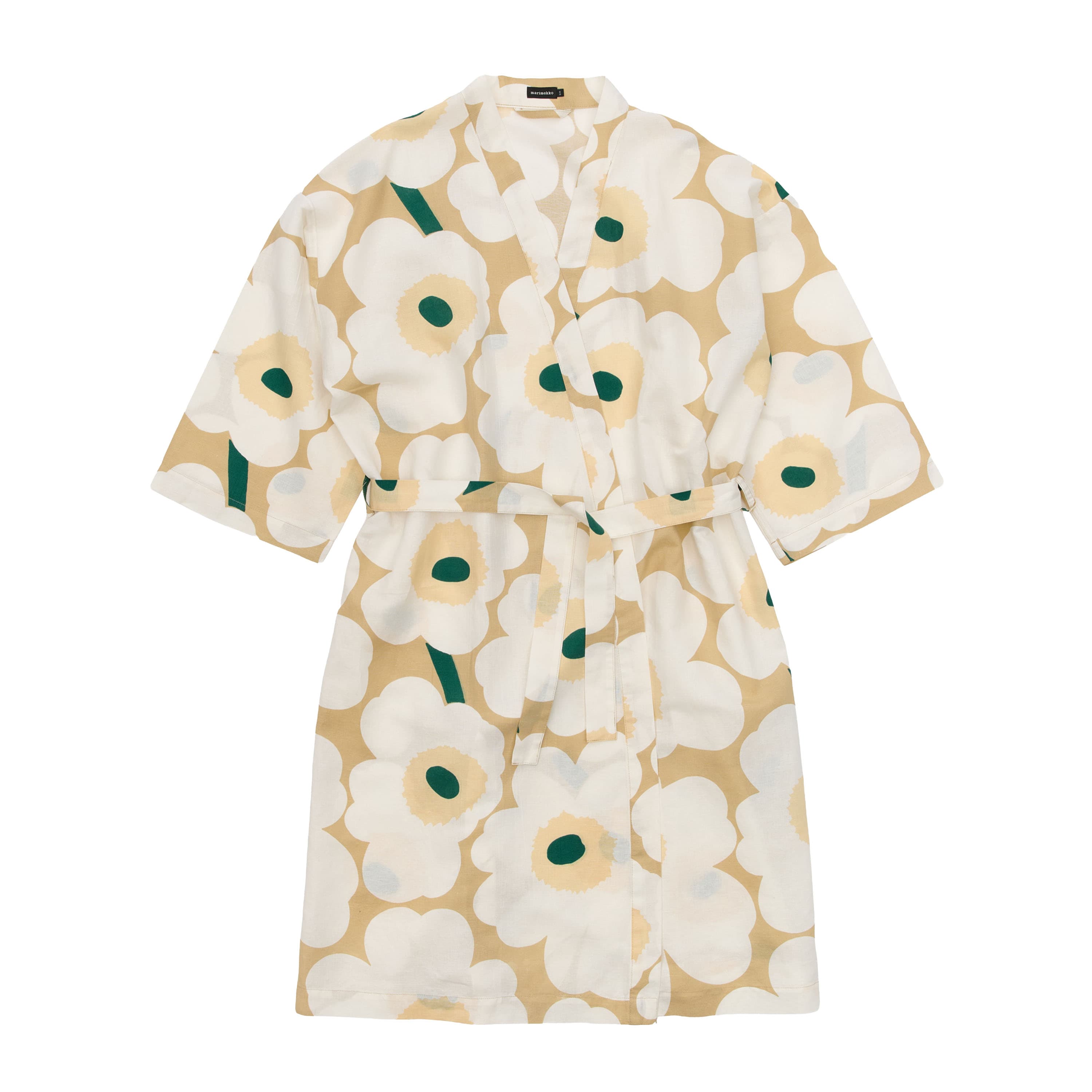 Unikko Bathrobe Sand/Off White/Hay/Emerald Large/XLarge