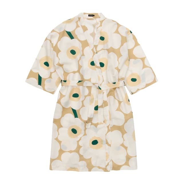 Unikko Bathrobe Sand/Off White/Hay/Emerald Small/Medium
