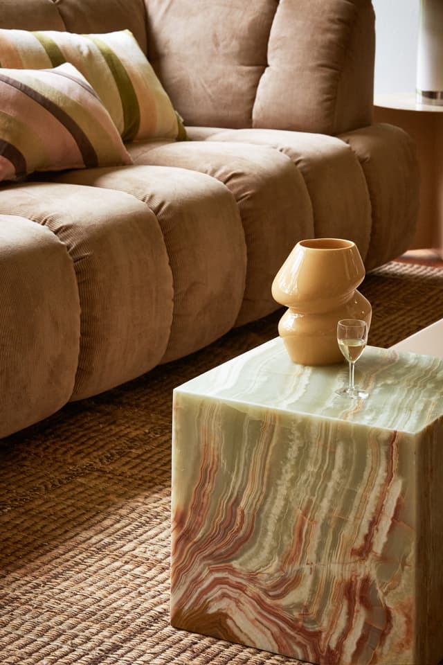 Block Side Table Onyx Marble 35x35cm