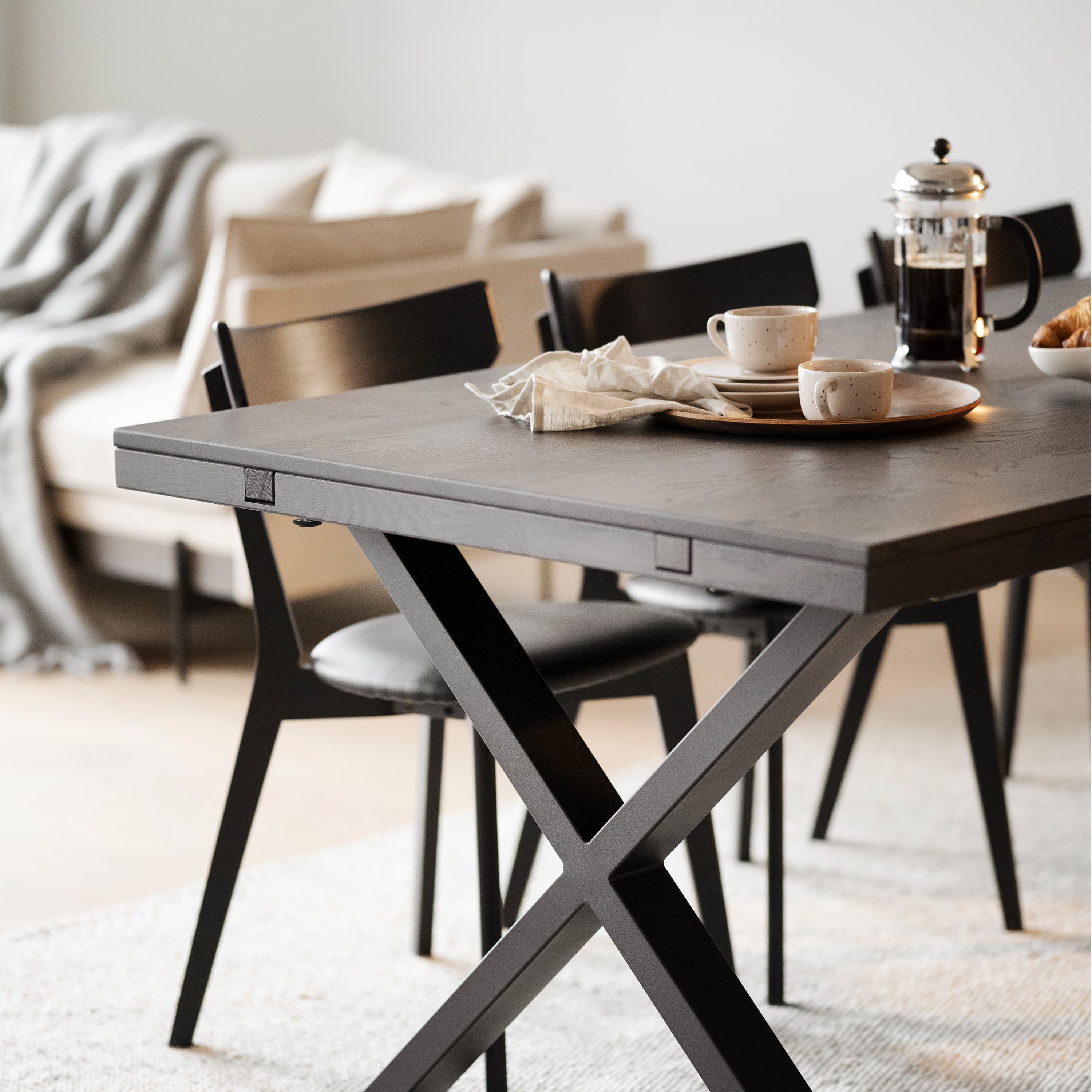 Brooklyn Esstisch X-Bein Dunkelbraune Eiche 220cm
