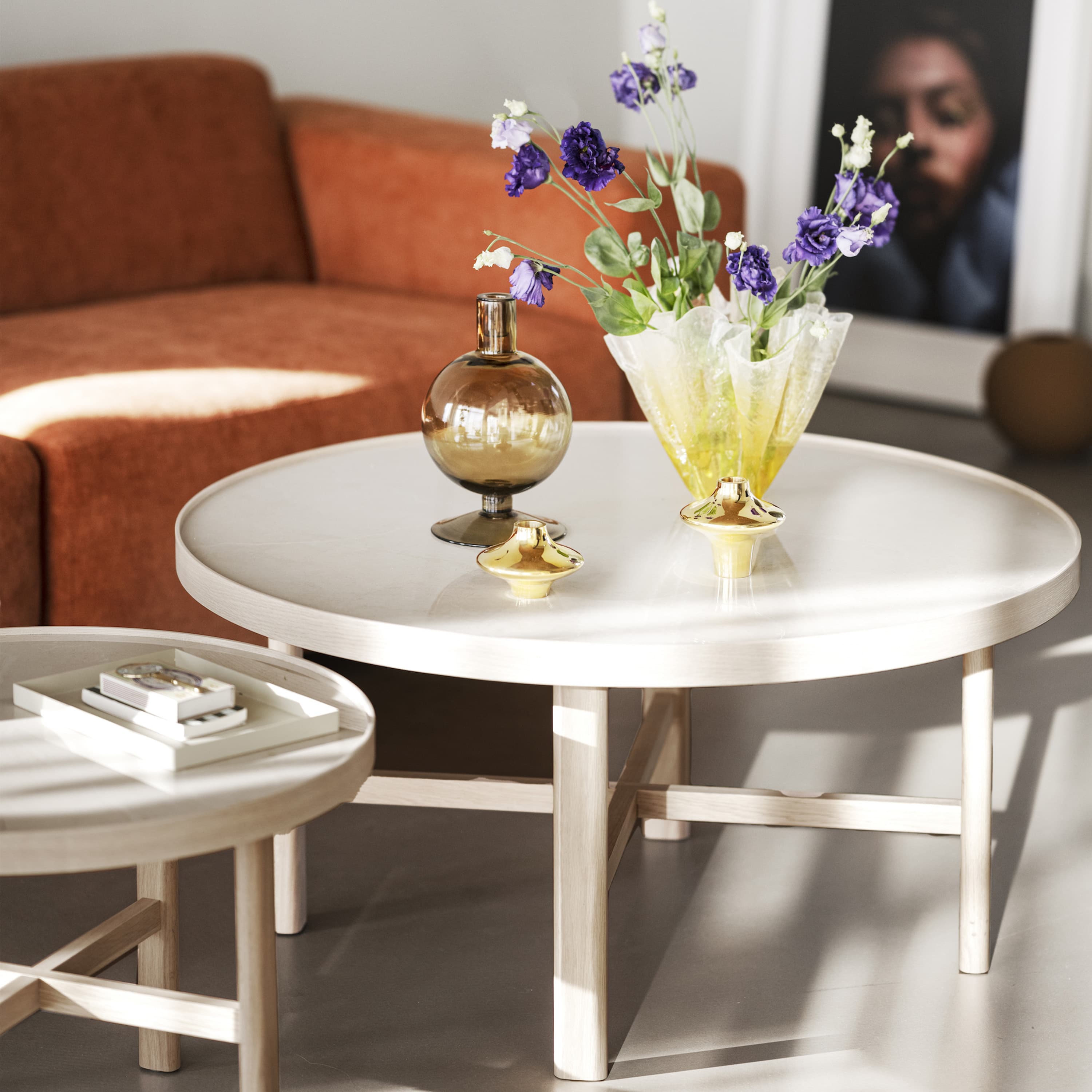 Marsden Coffee Table Beige/White Washed Ø90