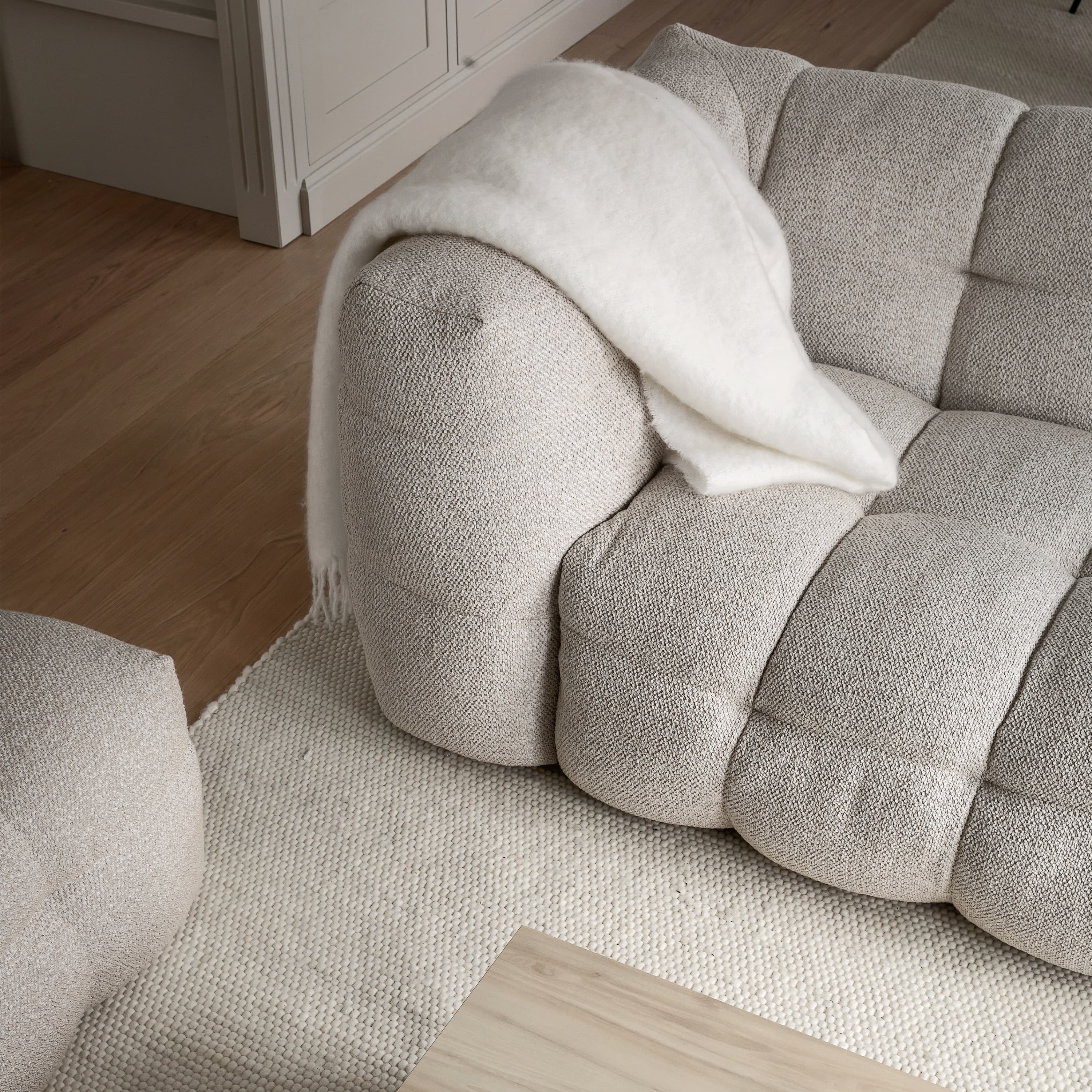 Billie 2-Sitzer Sofa Modul Links Armlehne Beige Bouclé 174cm