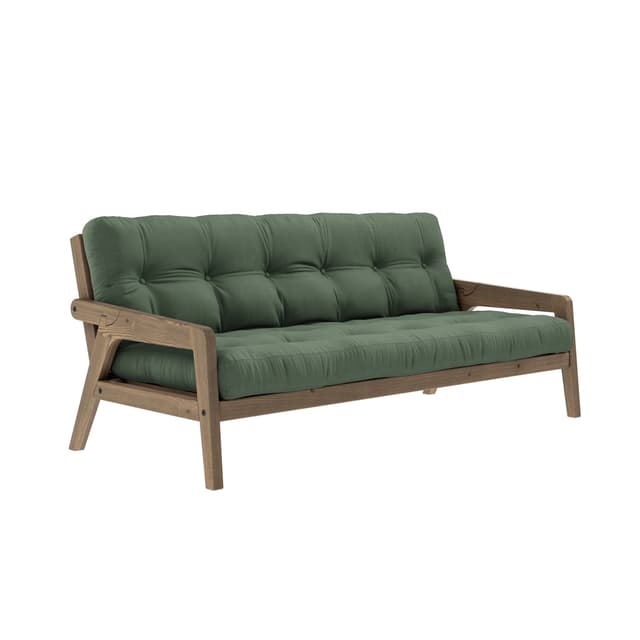 Grab Sofa Bed Brown/Olive Green 204cm