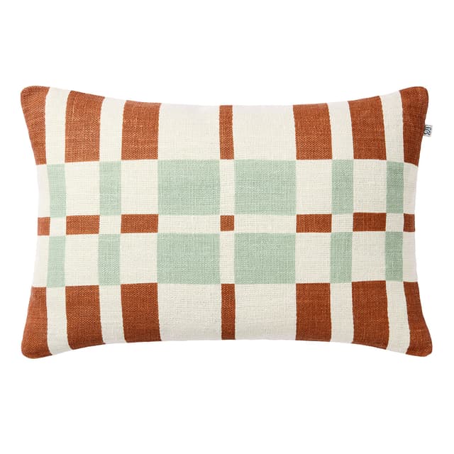 Avi Kissenbezug Leinen Apricot Orange/Aqua 50x50