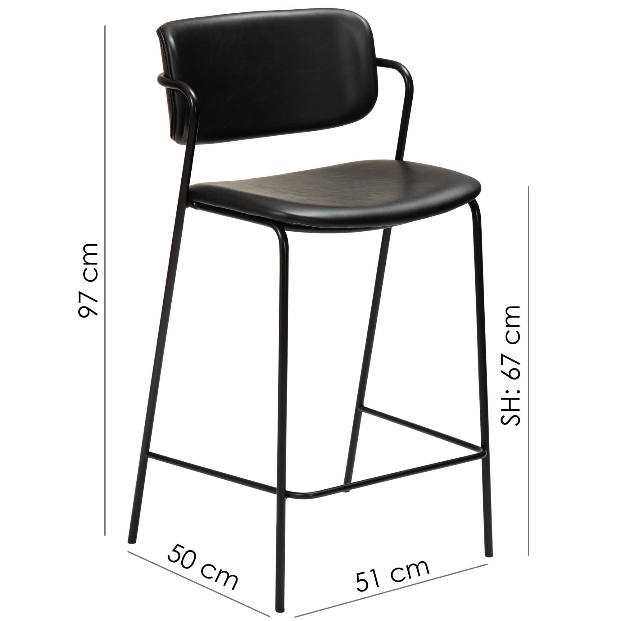 Zed Barhocker Kunstleder Hellbraun/Schwarz 67cm