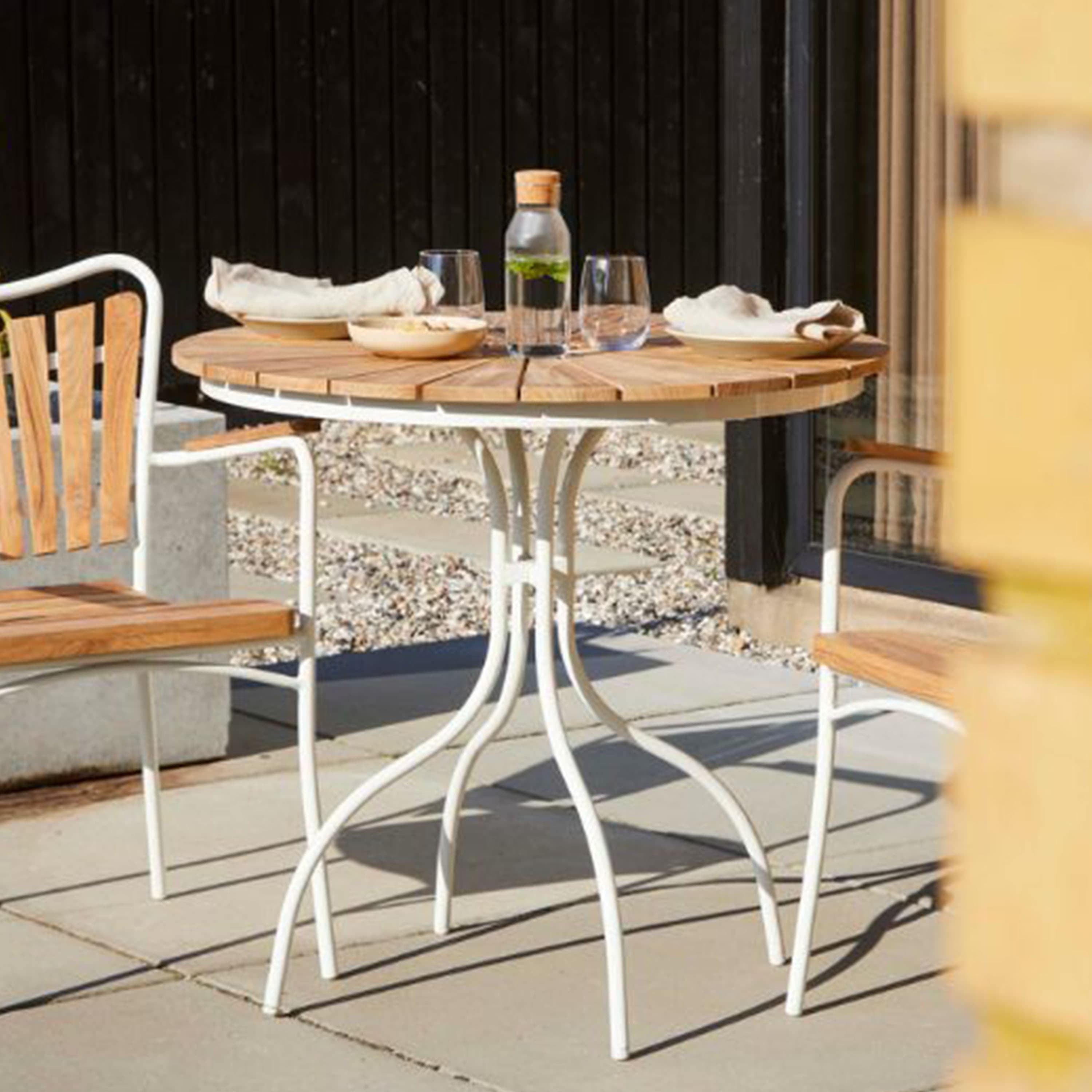Ellen Café Table Sandy Grey/Teak Ø80