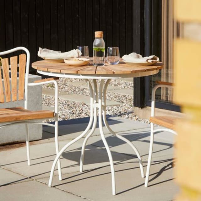 Ellen Café Table Sandy Grey/Teak Ø80