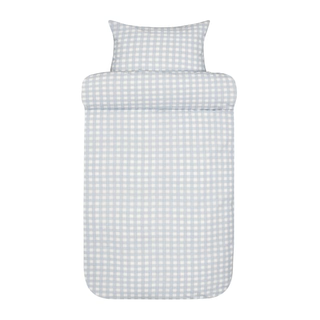 Birk Single Duvet Cover Set Seersucker Washed Blue 150x210cm/50x60cm