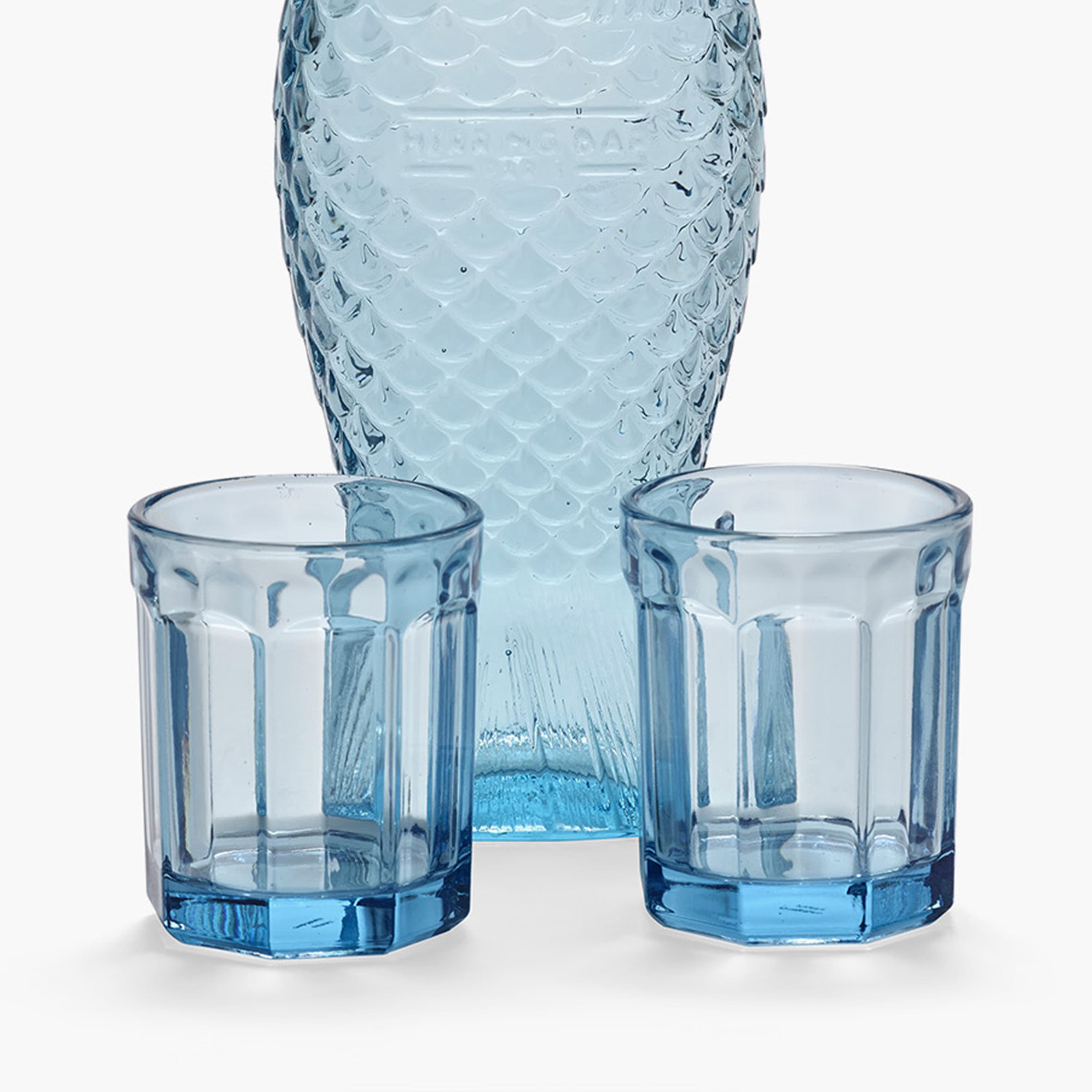 Fish&Fish Carafe with 2 Glasses Blue