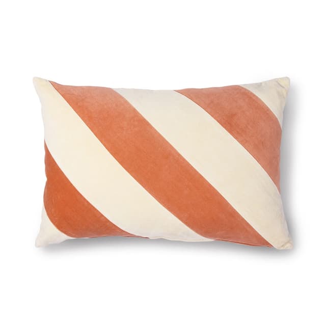 Striped <span>Decorative Cushion Velvet Peach/Cream 40x60 cm</span>