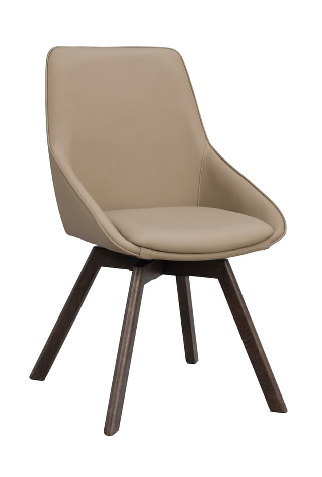 Alison Esszimmerstuhl Beige Leder/Braun
