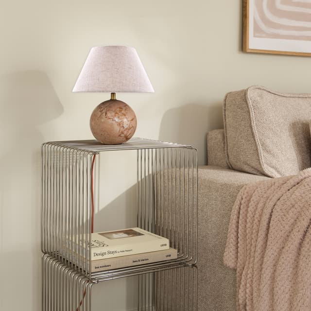 Castello Table Lamp Dim Pink Marble/Beige 24cm